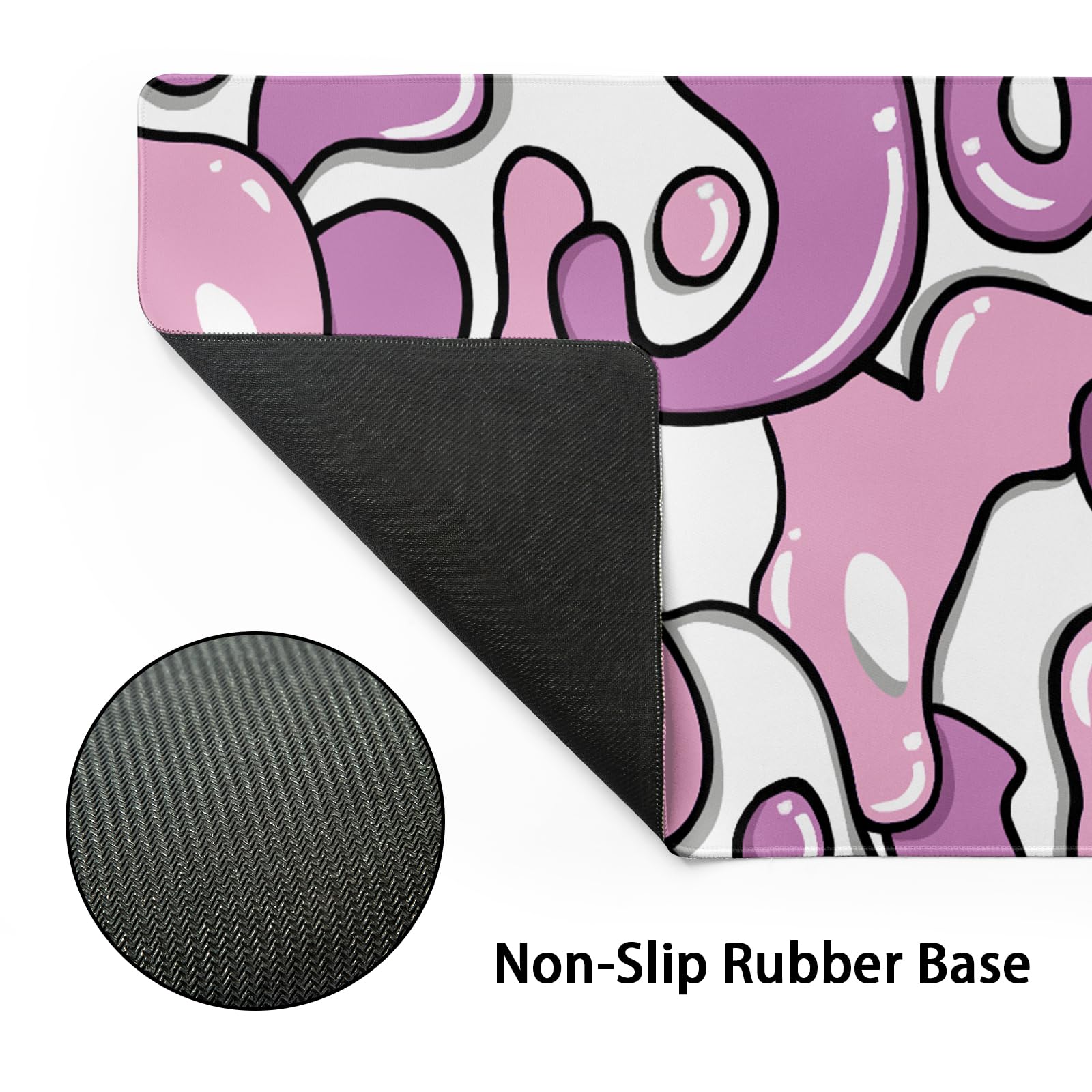 Pink White Gaming Mouse Pad Geometric Japanese Extended Mouse Pad 35.4X15.7in Full Desk Mousepad