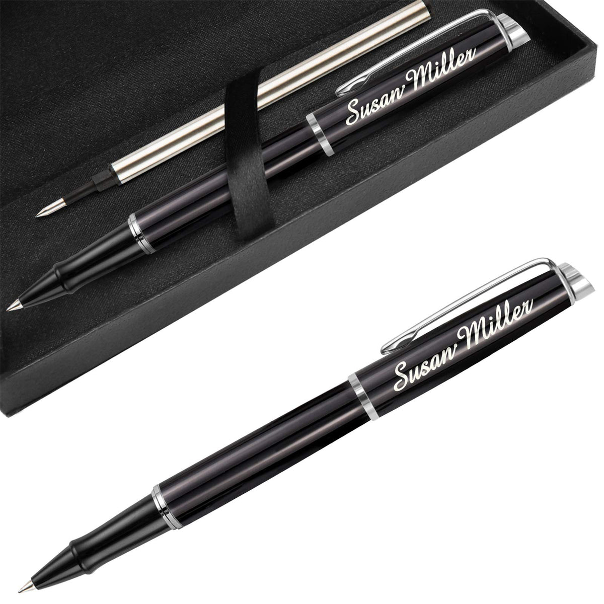 ABIsedrin Personalized Pens, Engraved Pen for Men, Custom Gel Ink Rollerball Pens，writing pen Gift