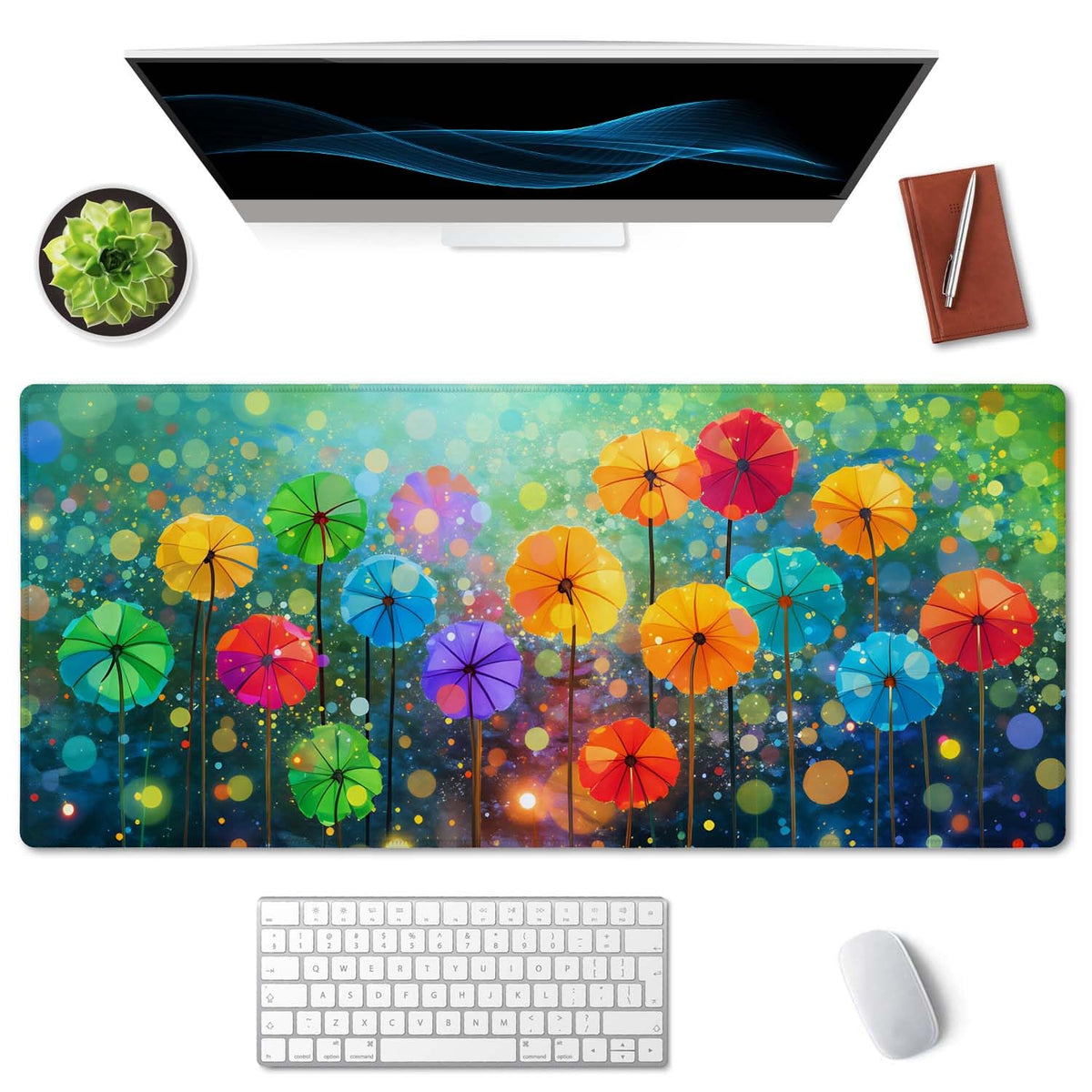 SSOIU Desk Mat, Extended Gaming Mouse Pad 35.5x15.7 in, Large Non-Slip Rubber Base Mousepad with