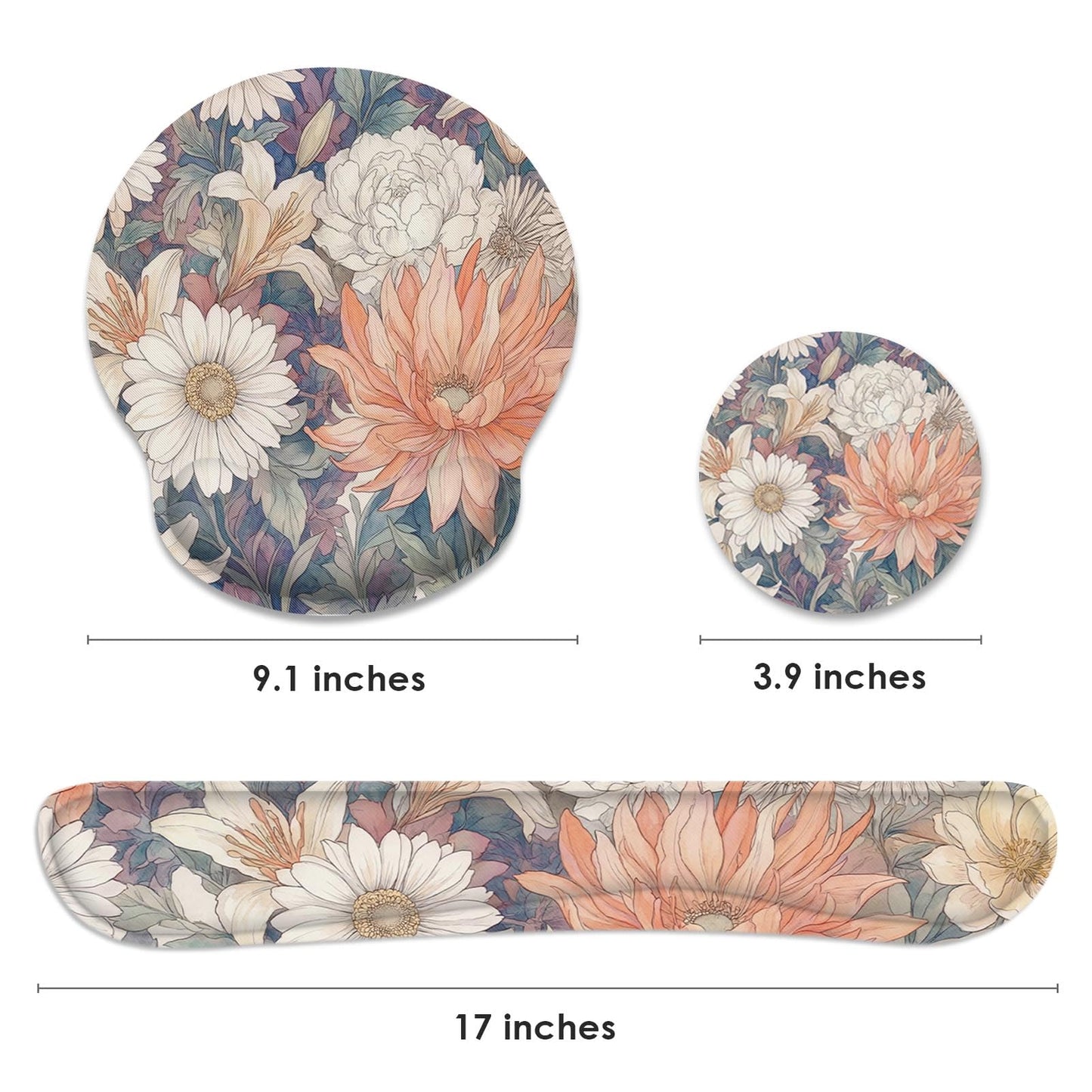 Britimes Ergonomic Mouse Pad Set with Wrist Rest, Daisy Floral Vintage