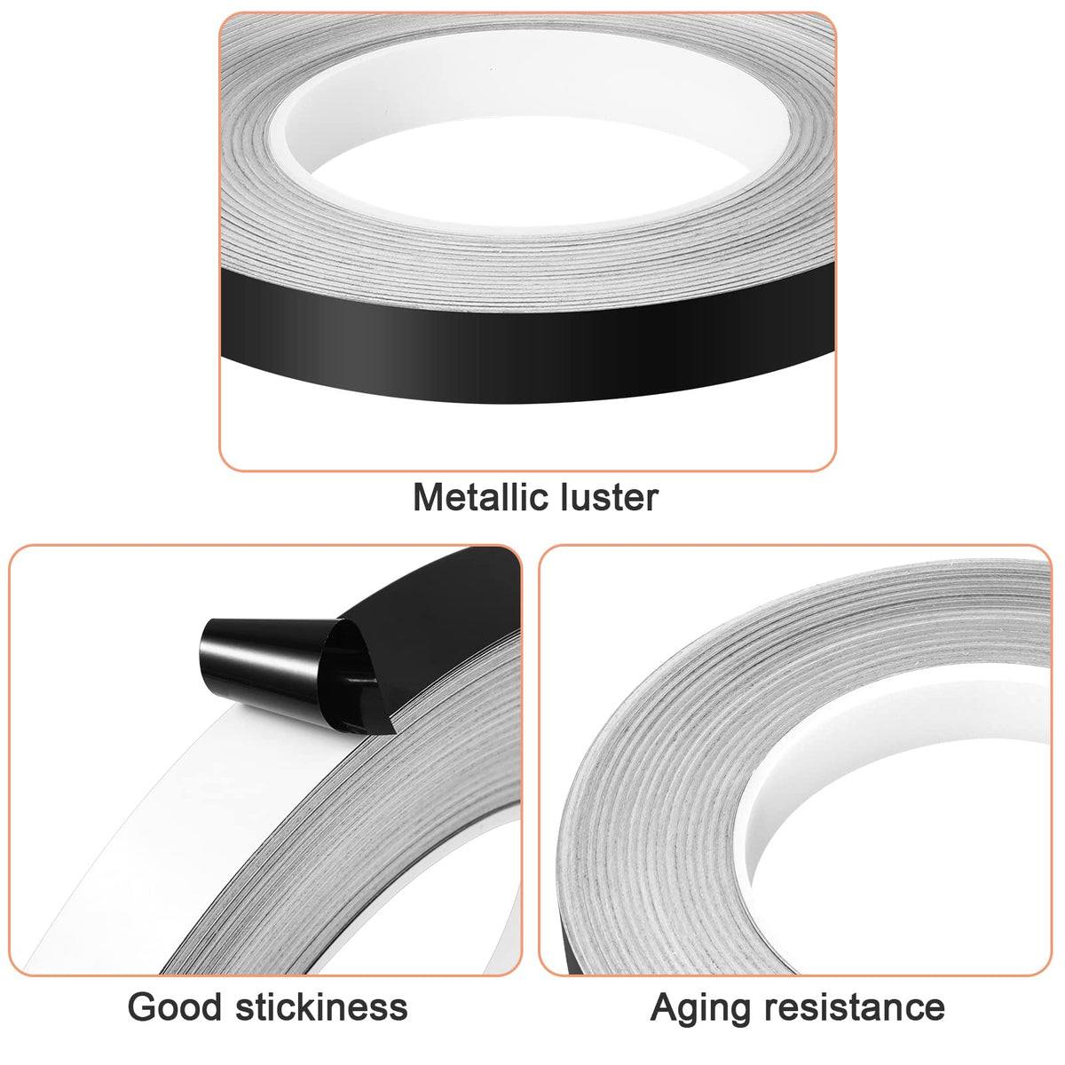 Zonon Black Washi Tape for Wall Decor Self Adhesive 5/10/15mm