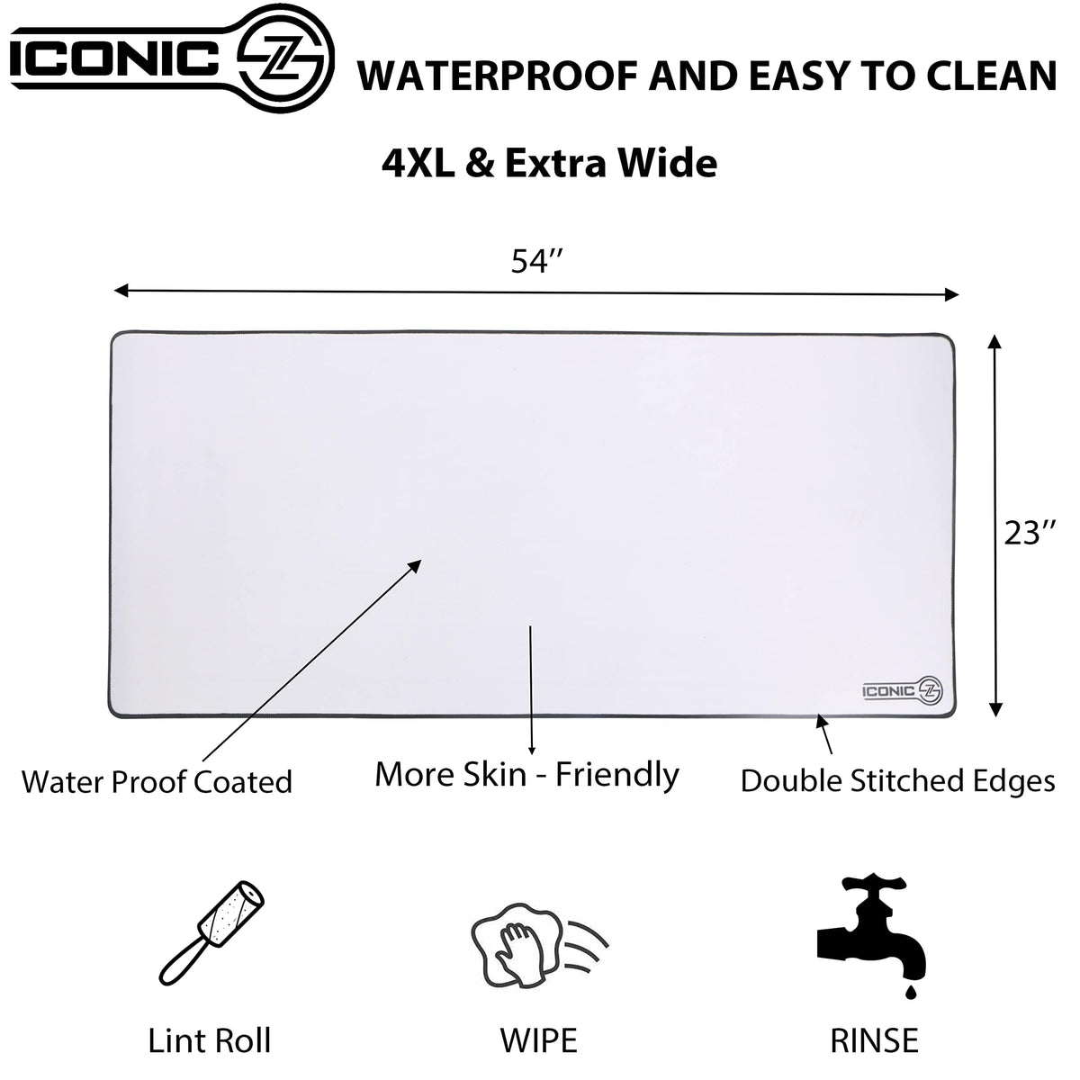 ICONIC - PRO PC GEAR 4XL Oversized & Ultimate Gaming Desk Mat 54"x23"(White) - Giant & Thicker 4mm