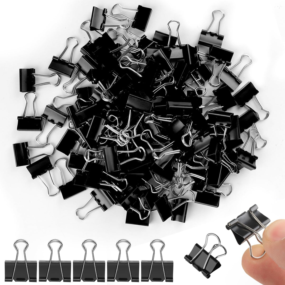 Ufmarine Mini Binder Clips, 144 Pcs Small Binder Clips 15mm, Small Paper Clips for Office Supplies