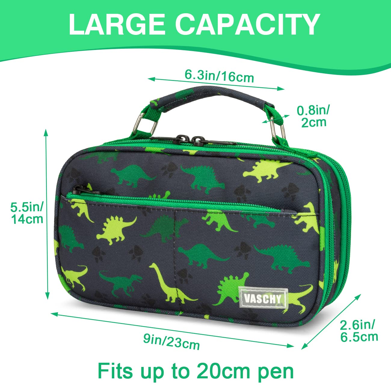 VASCHY Pencil Case for Boys, Aesthetic Kawaii Large Pencil Pouch Stationary Pencil Bag/Box for