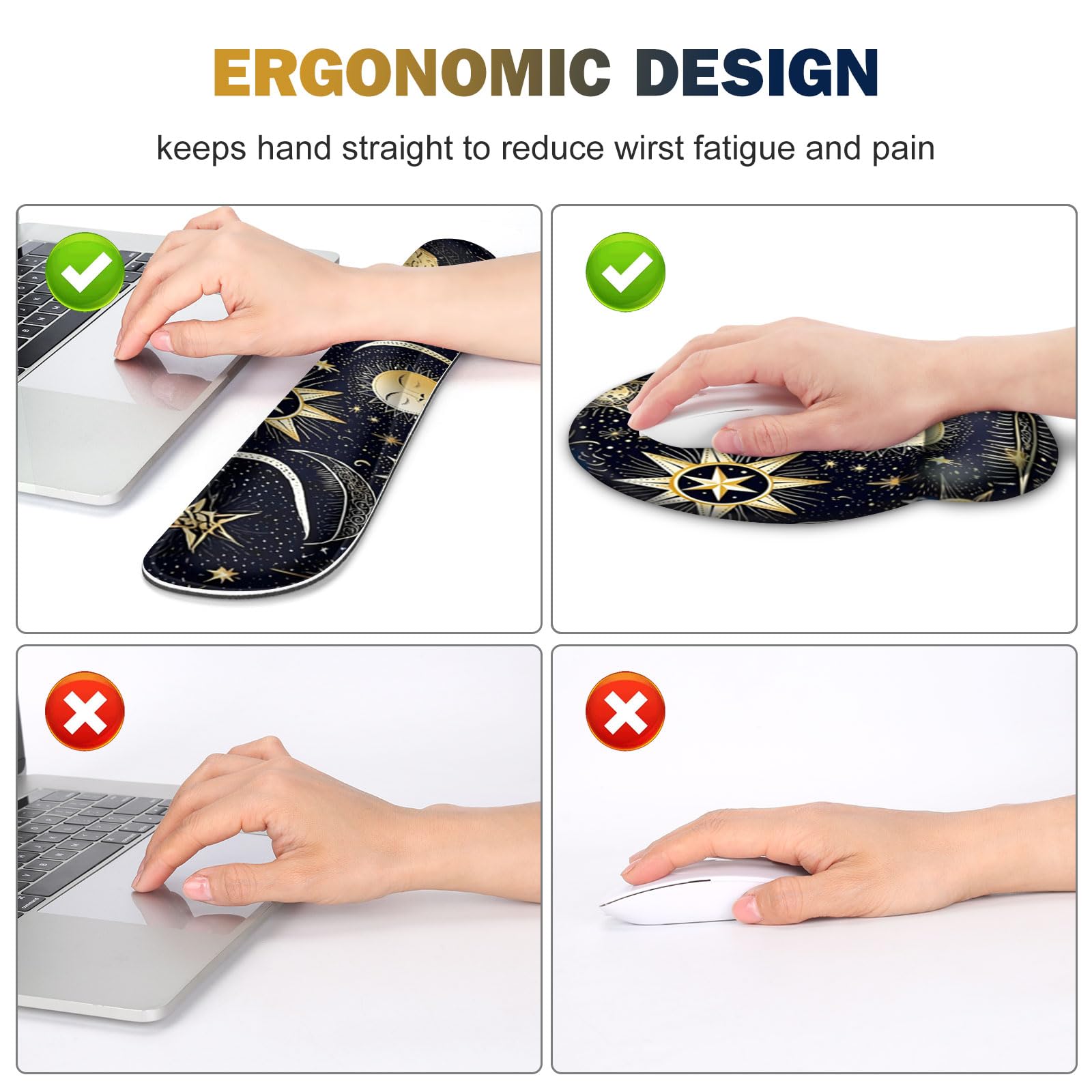 Gaming Mouse Pad, Large Desk Mat, Cute Desk Pad Protector, 4in1 XXL Mousepad + Keyboard Wrist