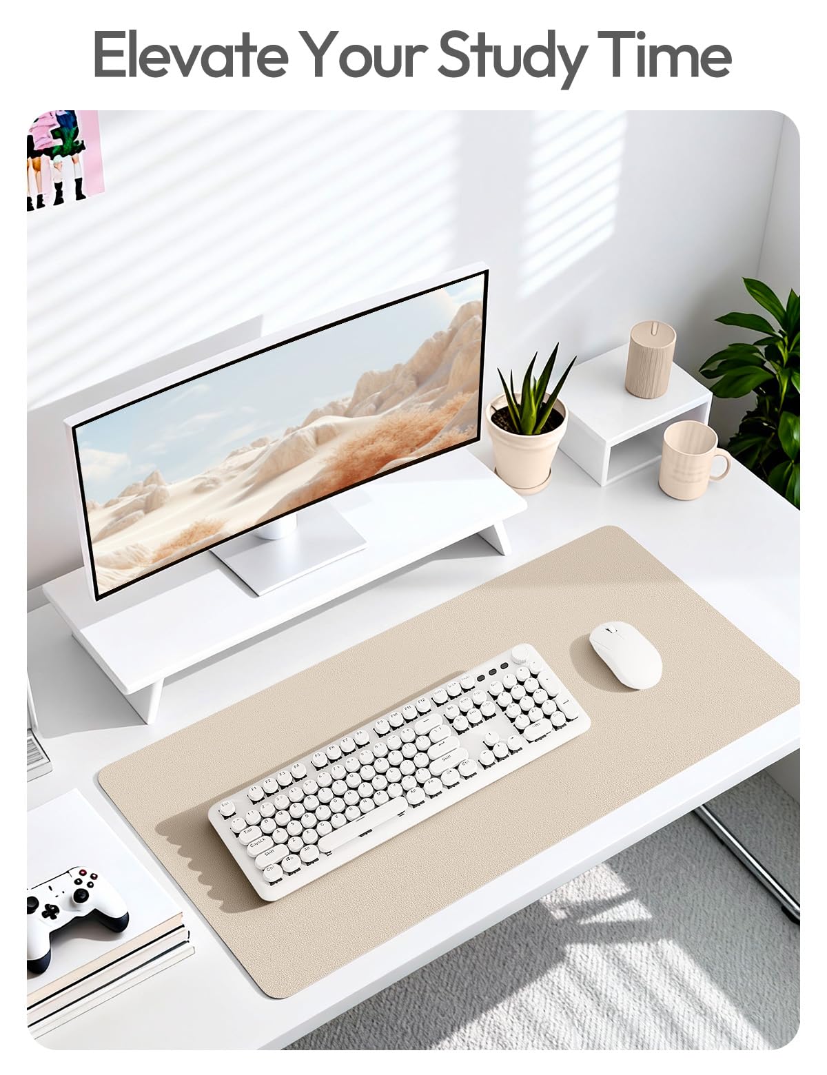 YSAGi Leather Desk Pad Protector, Office Desk Mat, Large Mouse Pad, Non-Slip PU Leather Desk
