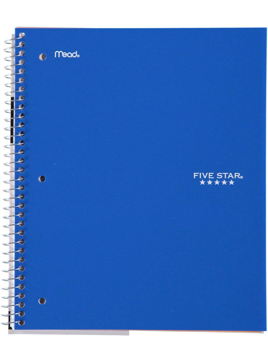 Five Star Spiral Notebooks, 1 Subject, College Ruled Paper, 100 Sheets, 11" x 8-1/2", Color