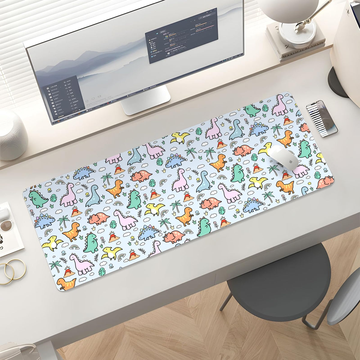 Stanoha Cute Desk Mat for Keyboard Desktop Extra Large Mouse Pad, Dinosaur