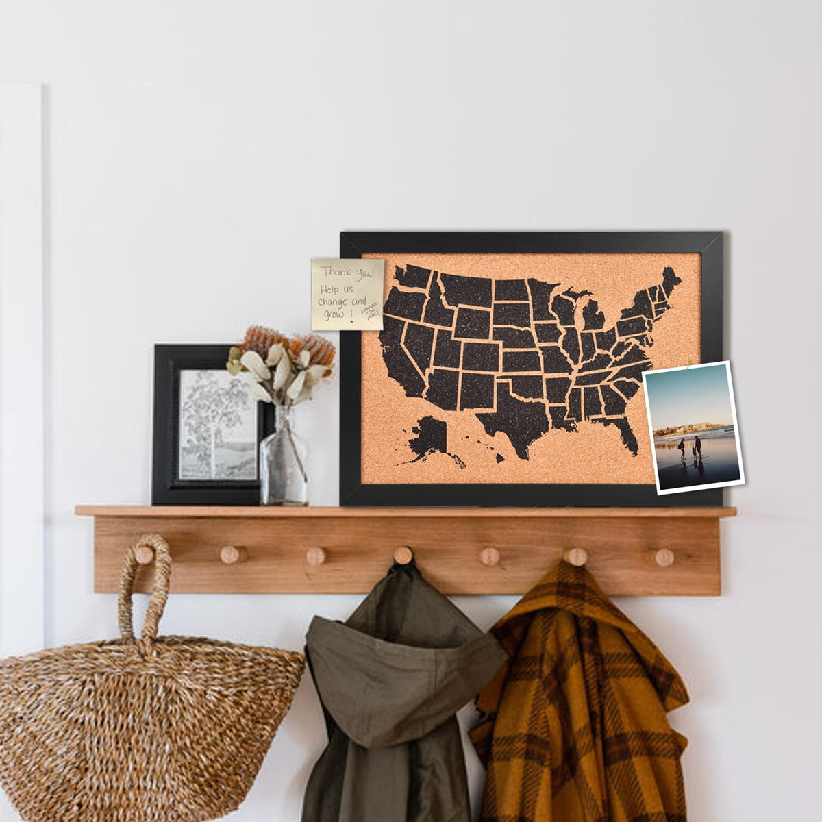 YCCYYCCY Cork Board Map of The United State, 14" X 11" Bulletin Boards for Walls with 10 Pins