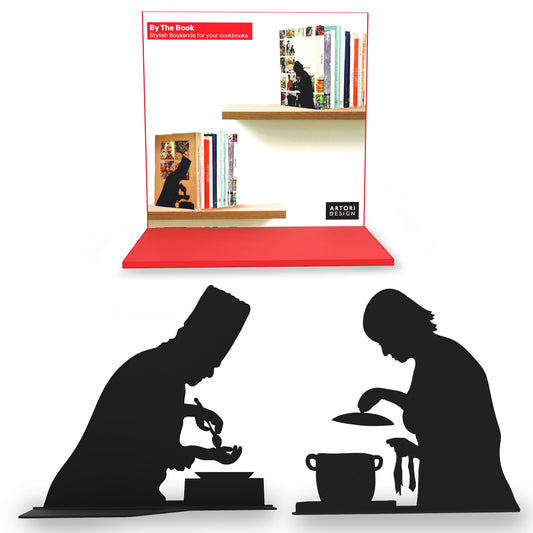 Artori Design Hidden Bookends for Shelves - Cooking Book Ends
