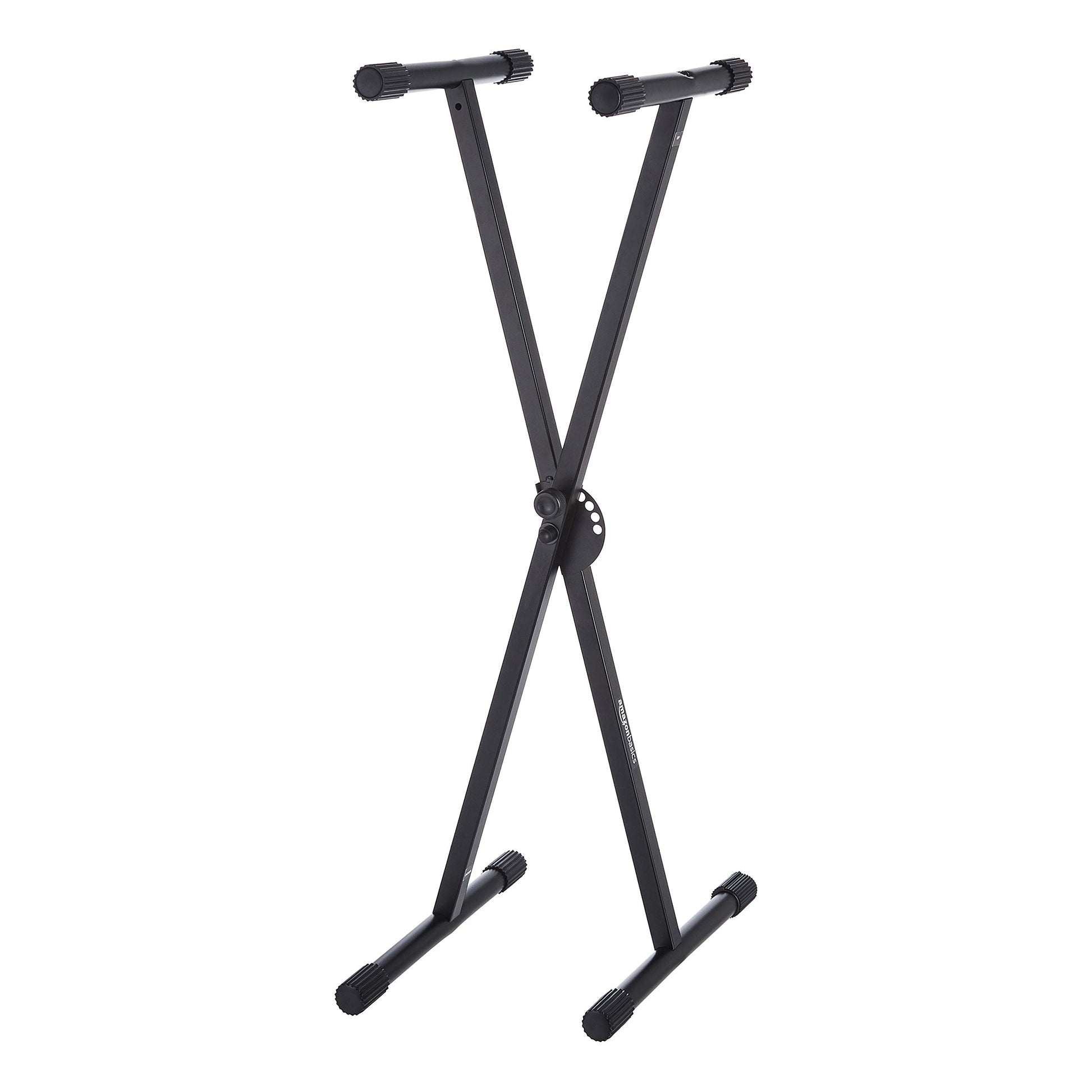 Amazon Basics Keyboard and Piano Stand, Adjustable Height, Portable Single-X-Shape, Stable Steel