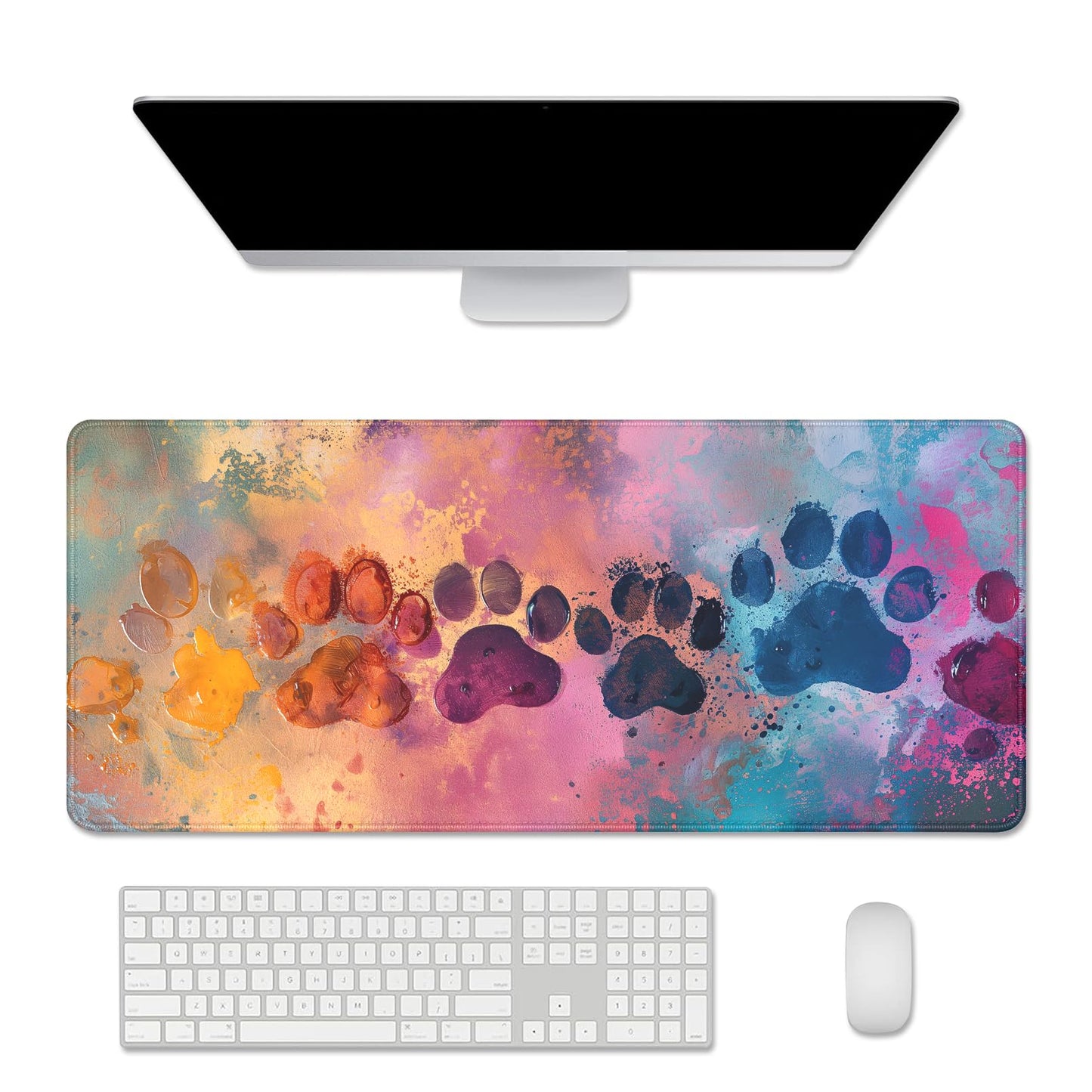 Cute Dog Paw Print Mouse Pad Desk Mat,Large Mouse Pads Desk,Full Mouse Pad