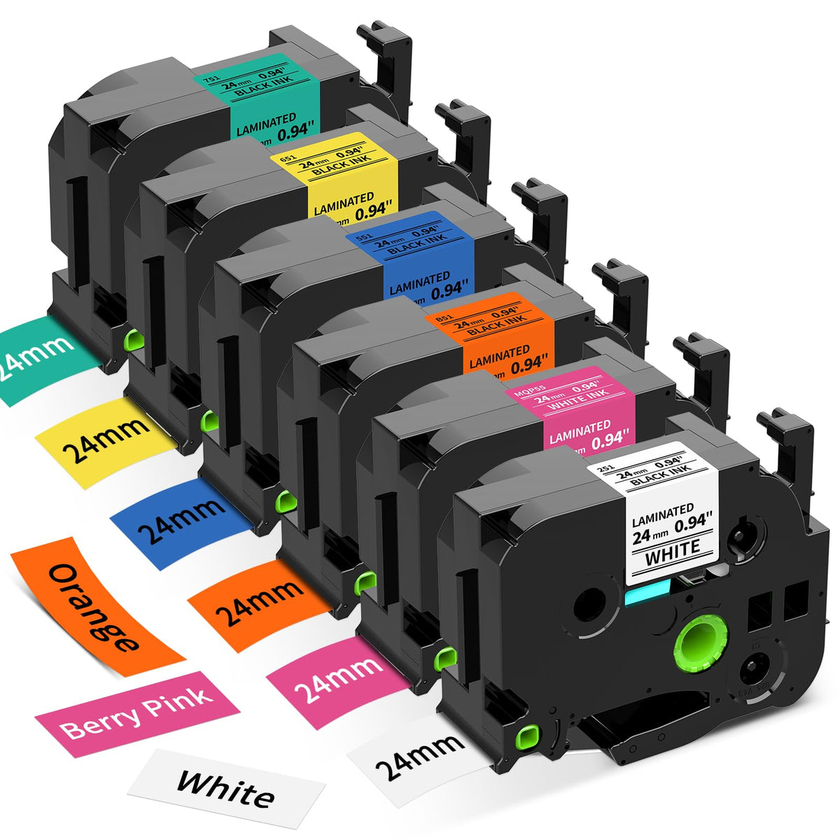 24mm TZe TZ Tape Replacement for Brother P Touch Label Maker Tape Colored