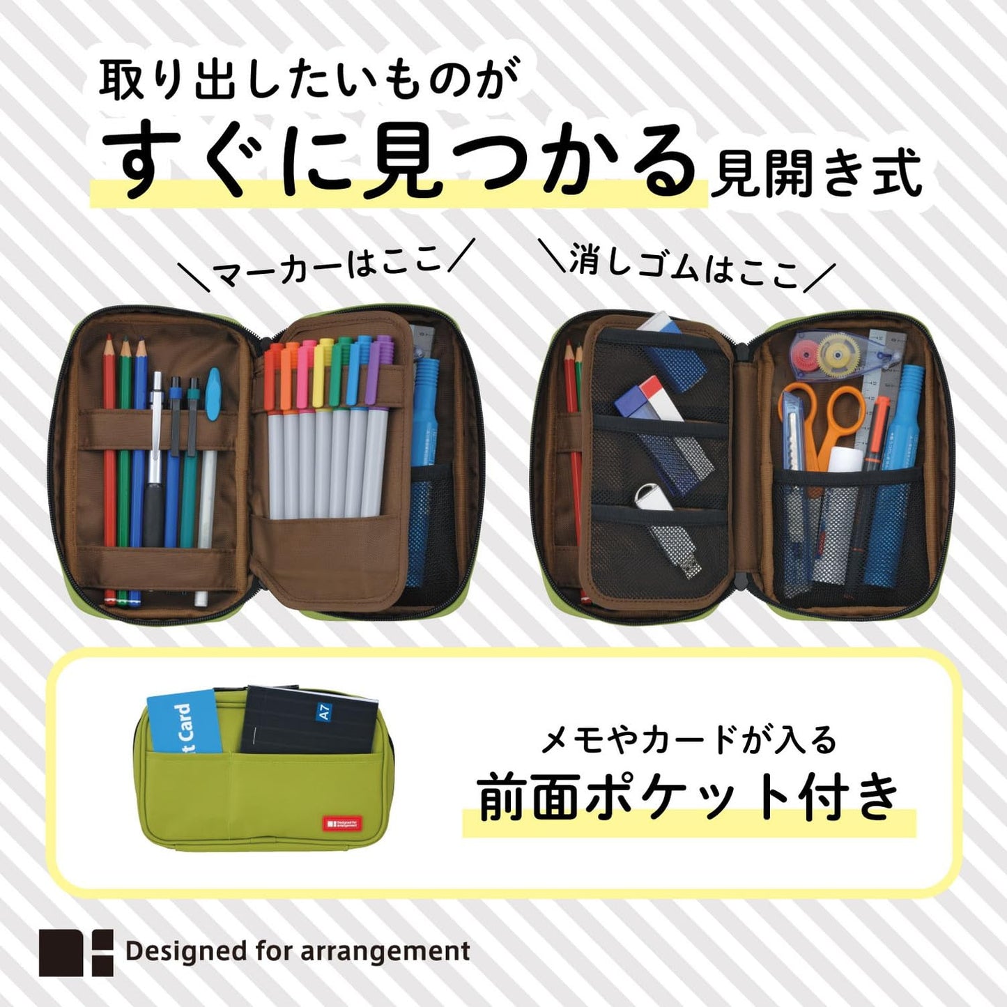 LIHIT LAB Large Capacity Zipper Pencil Case For School Office College, Big Capacity 4 Compartments