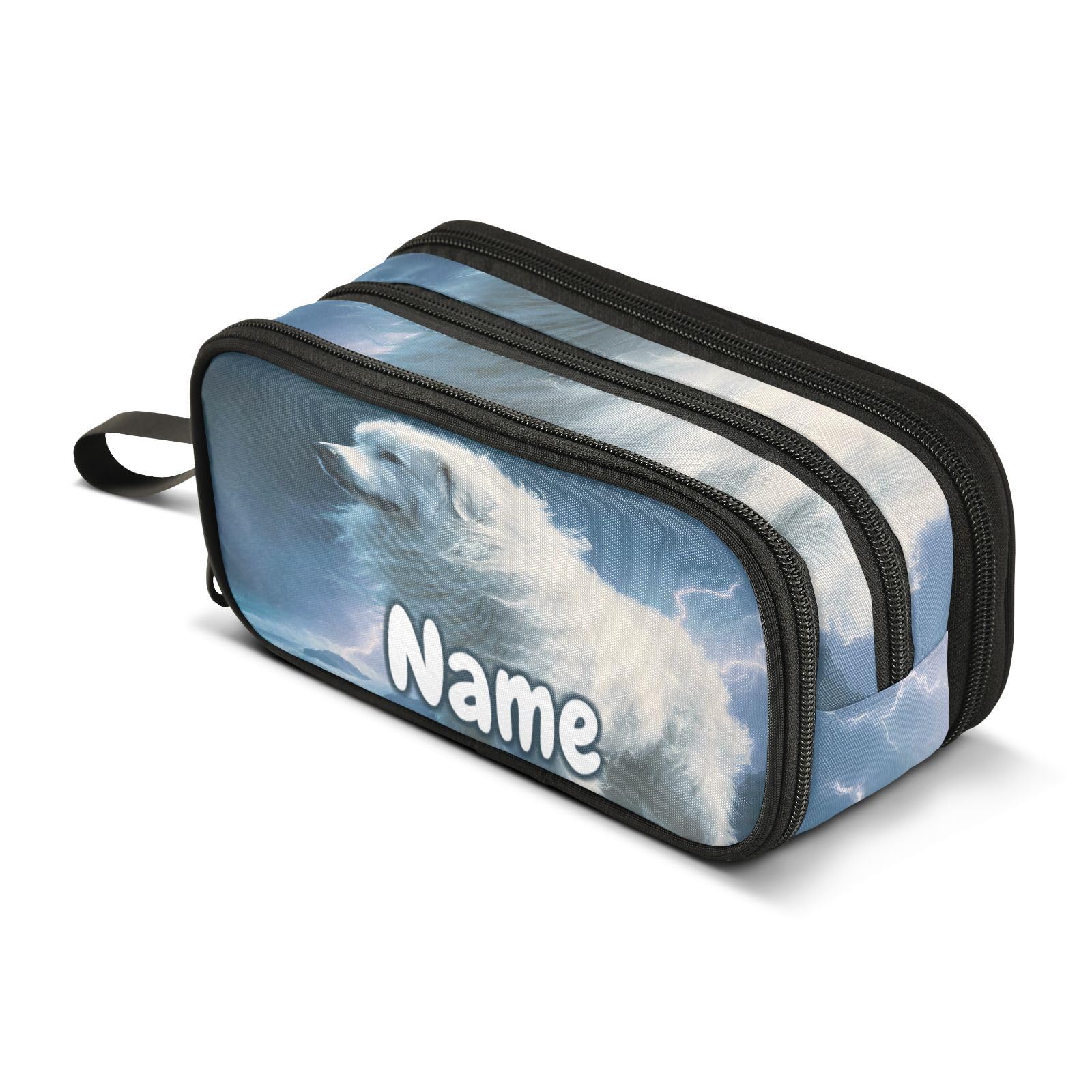 BOENLE Custom Great Pyrenees Dog Pencil Case Box Boys Girls Personalized Name Large Pencil Pouch