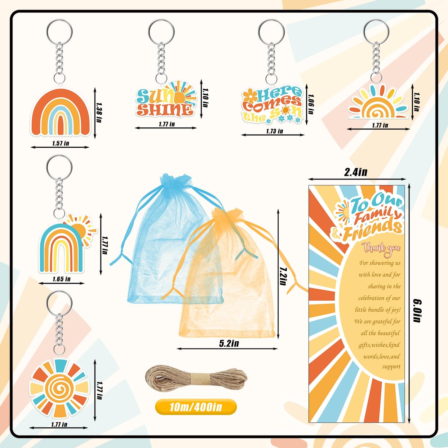 EYNDYN 289 Pieces Sun Baby Shower Gifts for Guest Here Comes the Son Ballpoint Pens and Keychains