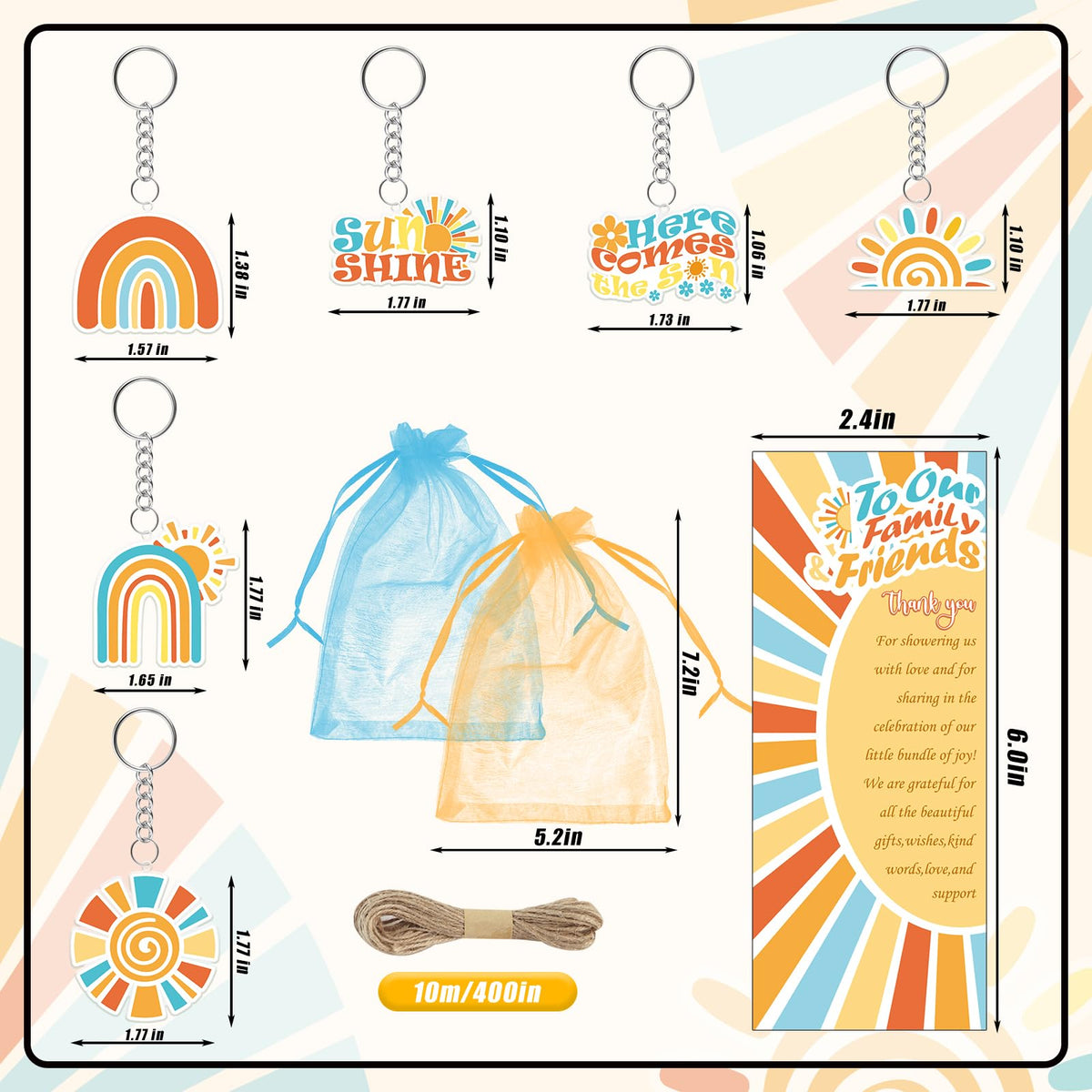 145 Pieces Sun Baby Shower Favors for Guest Here Comes the Son Ballpoint Pens and Keychains Gifts