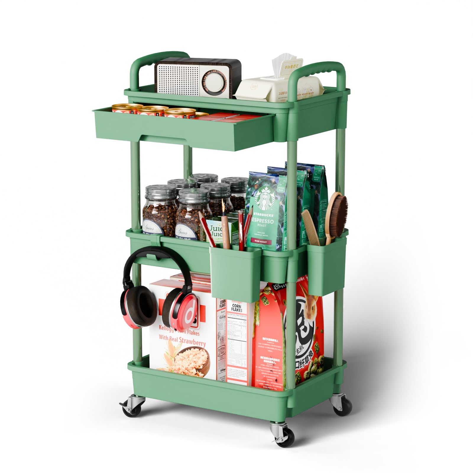Sorgion 3 Tier Rolling Cart Organizer,Laundry Room Bathroom Organizers and Storage Office Shelves