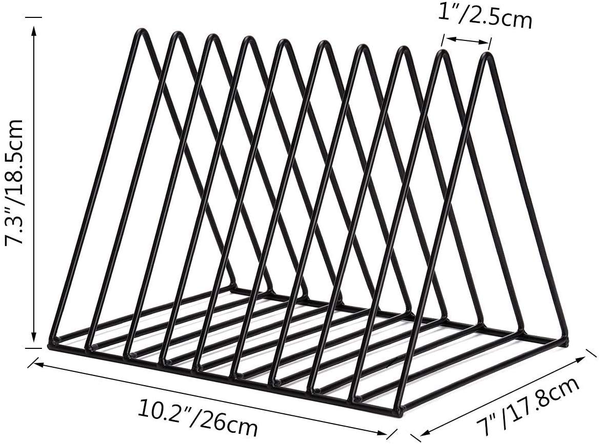 2 Vinyl Record Storage Rack, 9 Slots Holds 60 Albums, Metal Stand - Black
