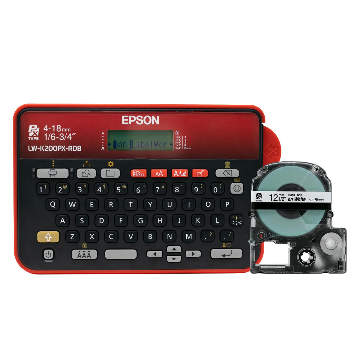 LABELWORKS Epson LW-K200PX-RDB Keyboard Label Maker - Red & Black