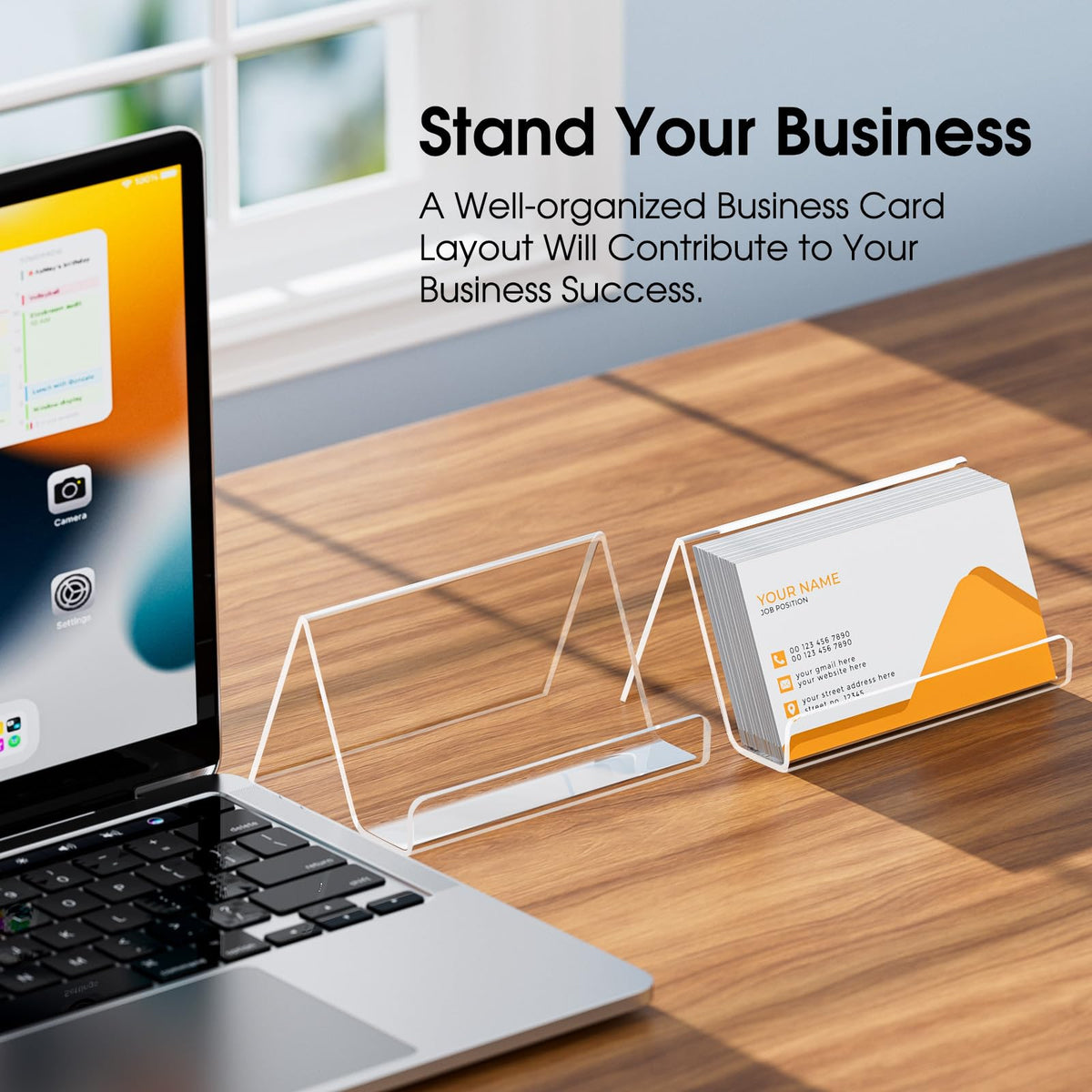 MaxGear Acrylic Business Card Holder for Desk 6 Pack