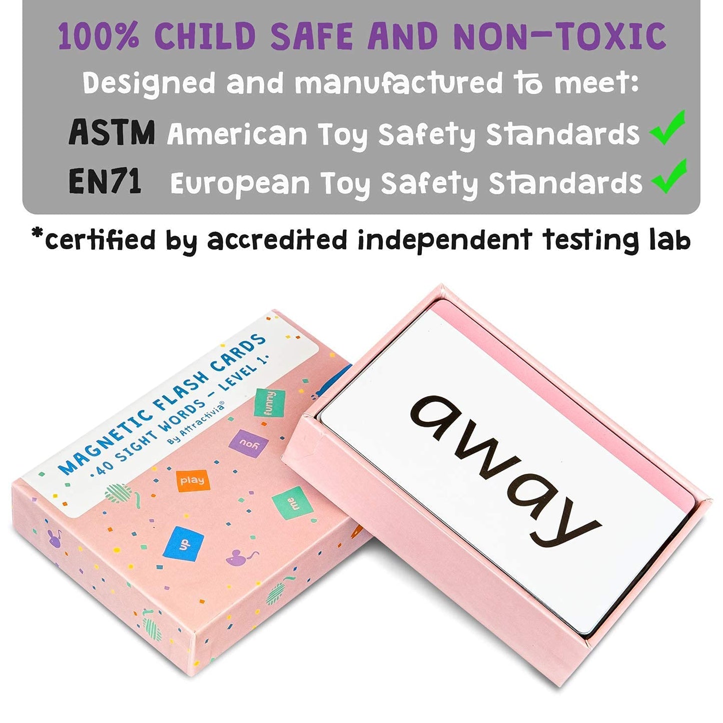 Attractivia Pre-K Sight Words Magnetic Flash Cards(Pre-Kindergarten) - 40 Sturdy Large Dolch Cards