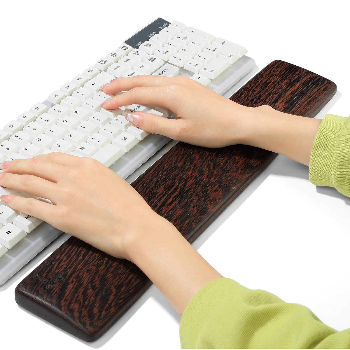 Wooden Keyboard Wrist Rest and Mouse Pad - Solid Wood Palm Rest Guard for Keyboard, Wenge Wood