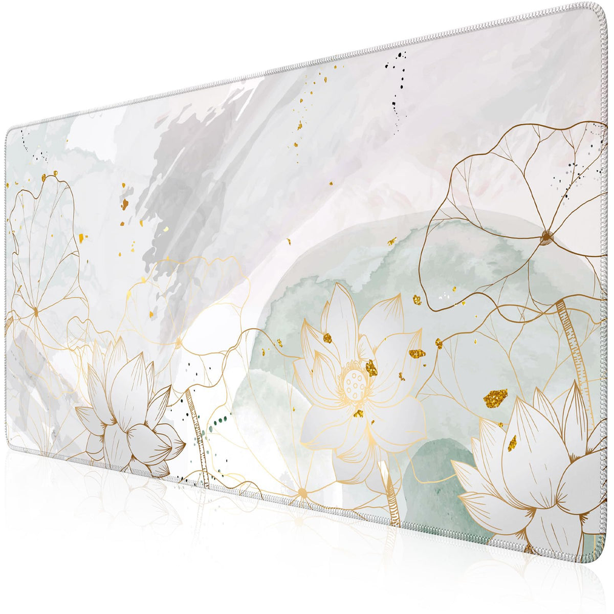 iCasso Desk Cover Mat, Extra Large Lotus Mouse Pad, Green Lotus Leaf