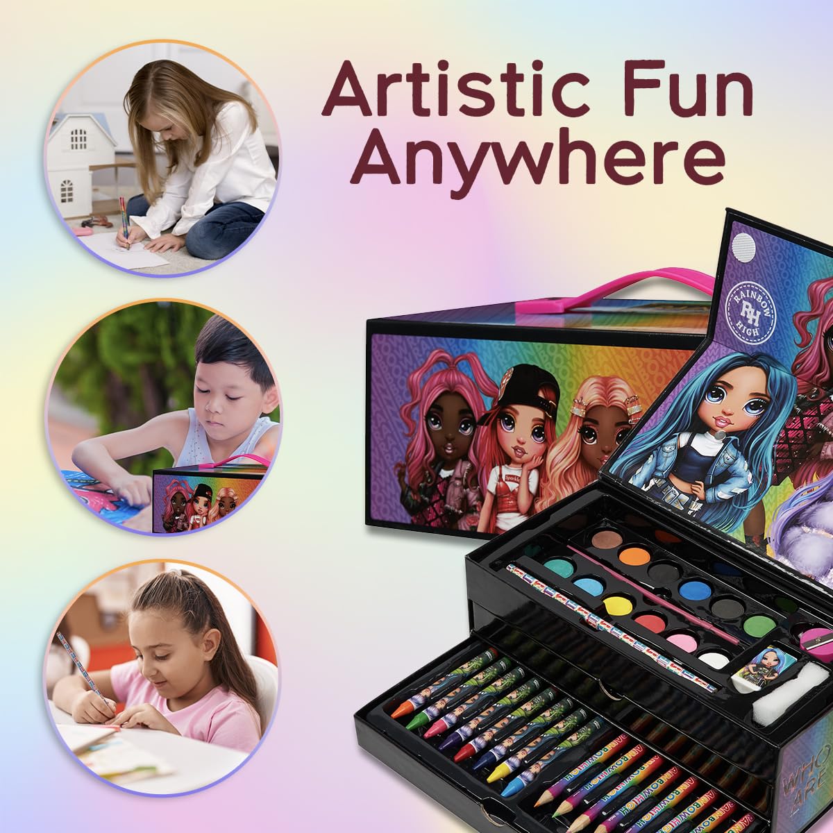 Rainbow High Colored Pencils Art Supplies Kids Drawing Kit Coloring Book Crayons Markers Drawing