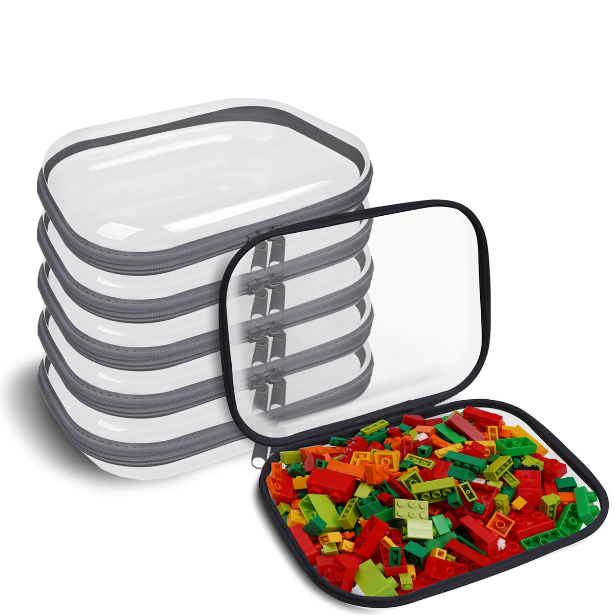 Clear Hard Shell Zipper Case,6PCS Transparent Clear Zipper Pouches,Hard Side Plastic Case