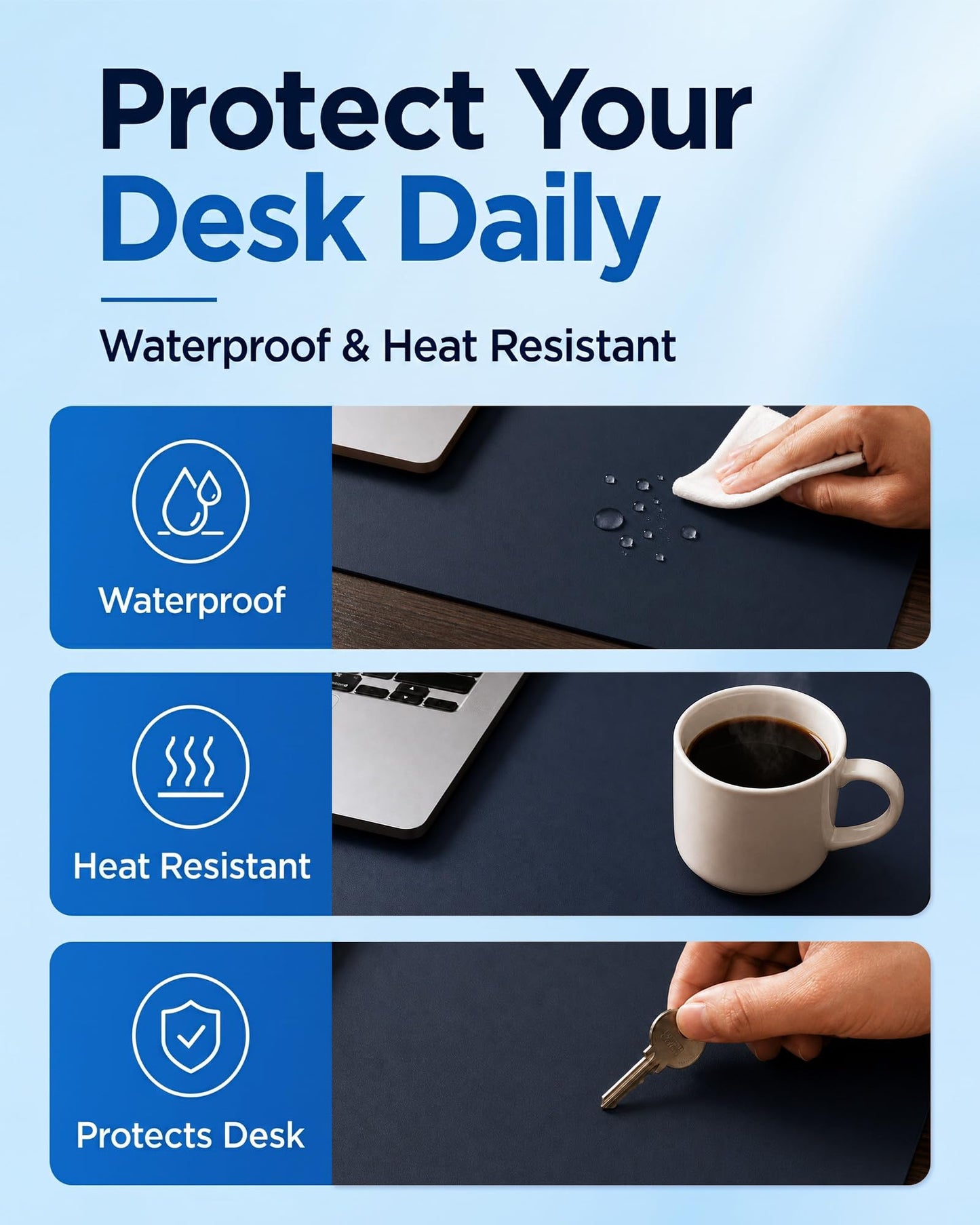 Aothia Dual-Sided Desk Mat, FSC Cork & PU Leather Desk Pad, Large Mouse Pad & Writing Surface for