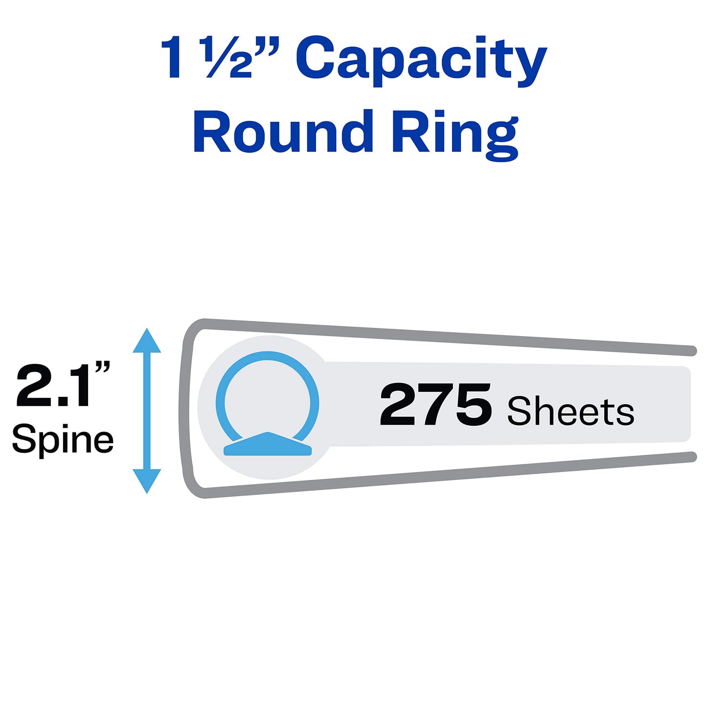 Avery Standard View 3 Ring Binders, 1.5" Round Rings, 275-Sheet Capacity, 2.1 Inch Wide Spine