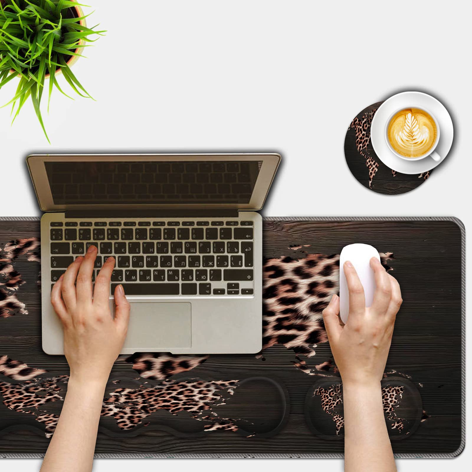 FGDRFGRW Mouse Pad Set,(31.5×11.8 in) Desk Pad + Keyboard Wrist Rest Support + Mouse Wrist Rest +