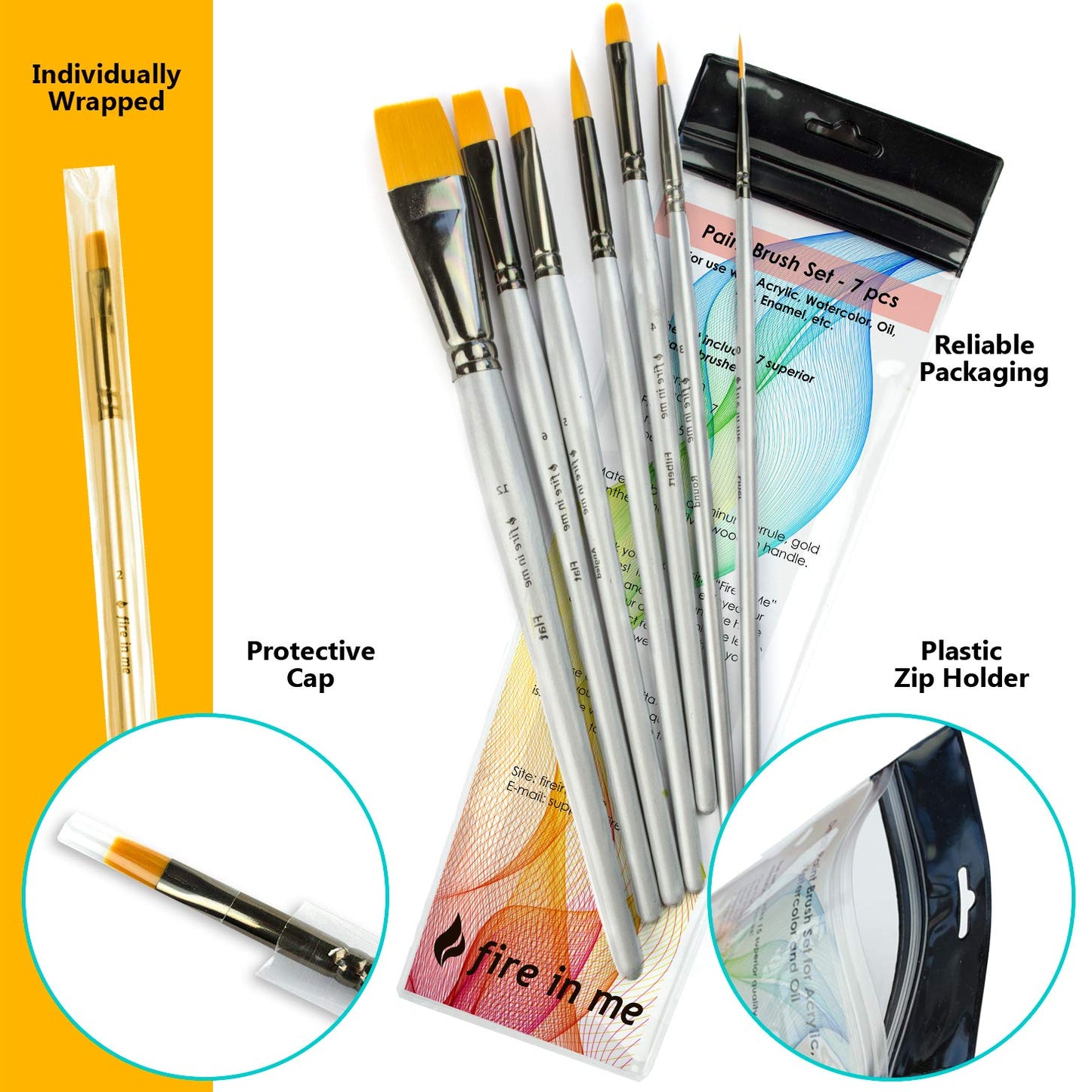Art Paint Brushes for Acrylic Painting Watercolor Oil Gouache - Body and Face Paint Brushes for