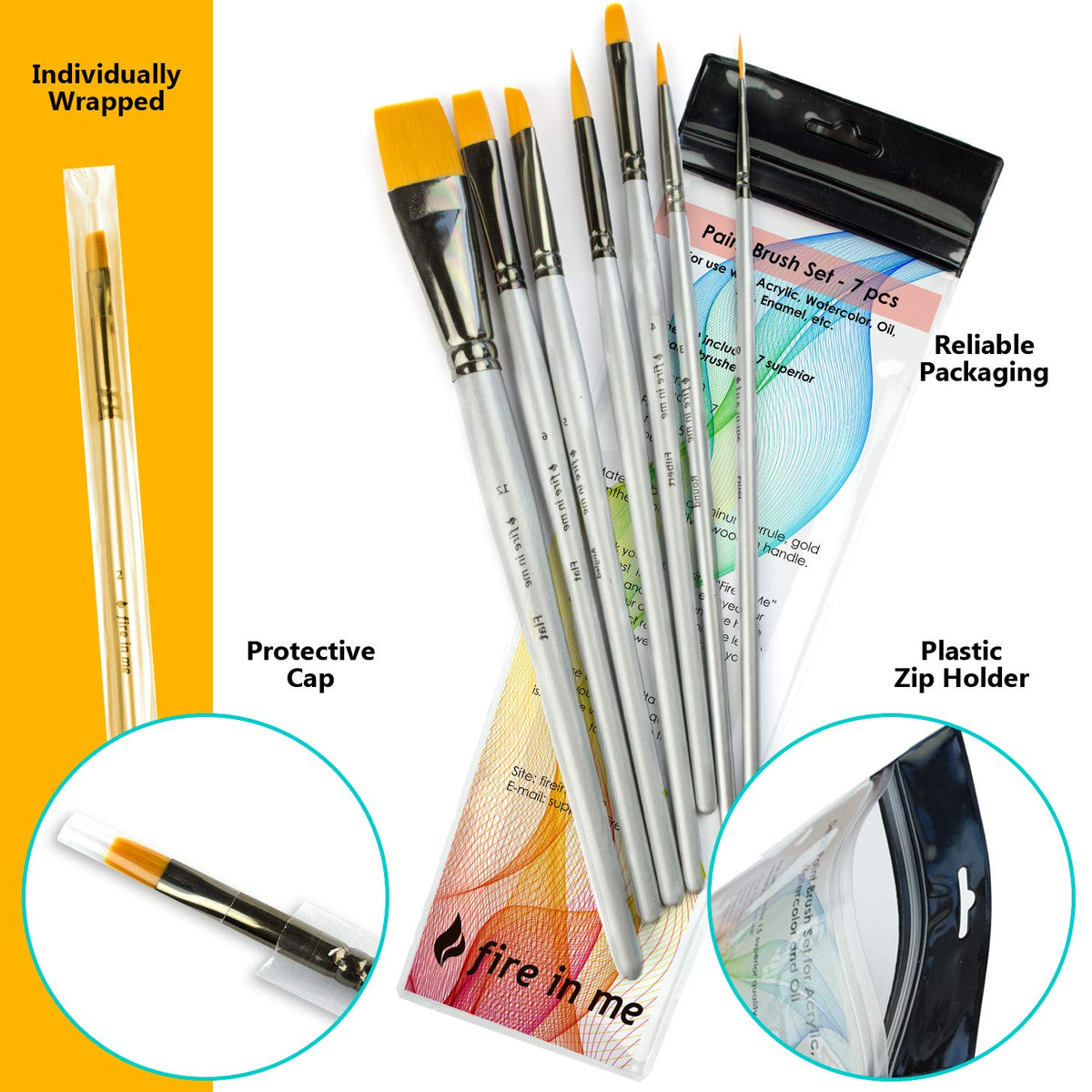 Art Paint Brushes for Acrylic Painting Watercolor Oil Gouache - Body and Face Paint Brushes for