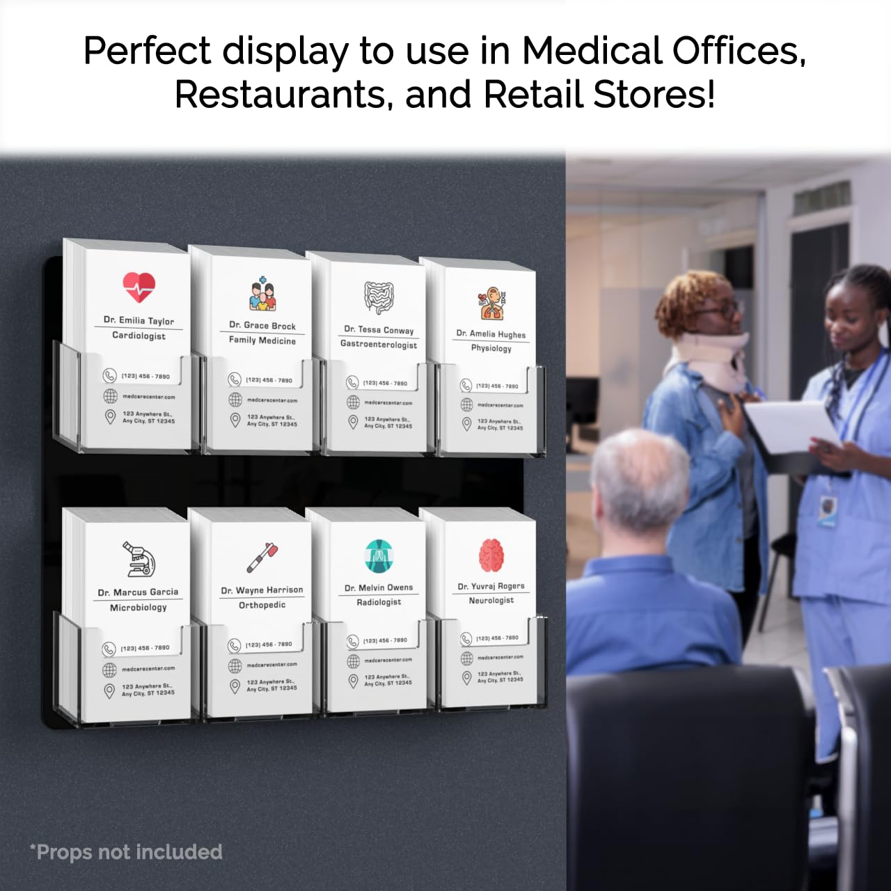 Marketing Holders Wall Business Card Holder with Hanging Hardware for 2" x 3.5" Vertical Gift Cards