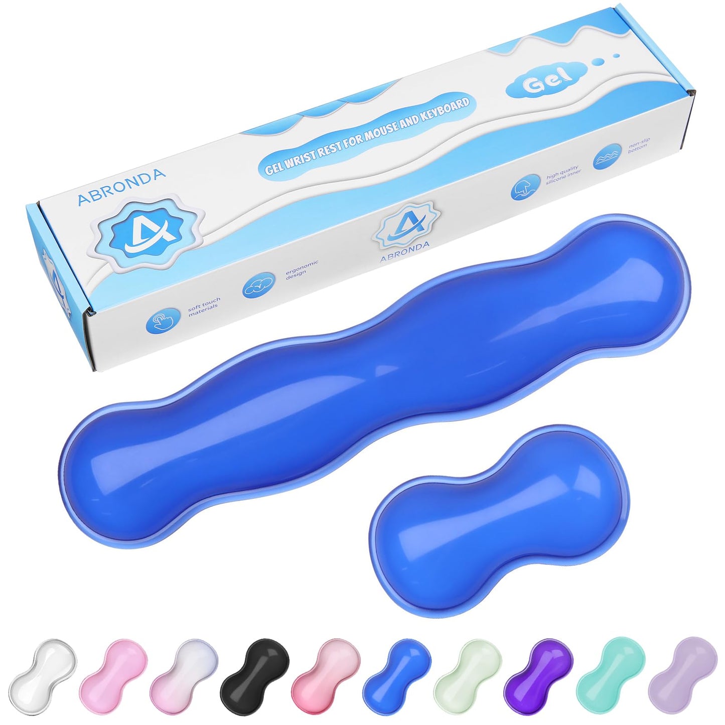 ABRONDA Gel Wrist Rest for Keyboard and Mouse, Wrist Rest for Keyboard, Mouse Wrist Support, Pain
