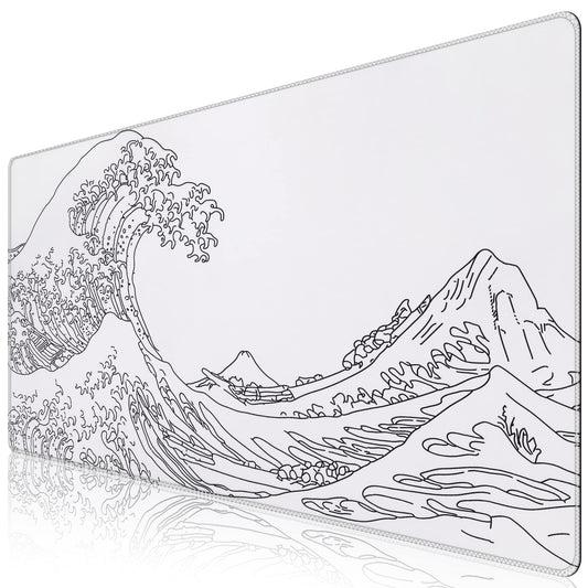 iCasso White Mouse Pad, Extended Gaming Desk Pad 35.4x15.7 in