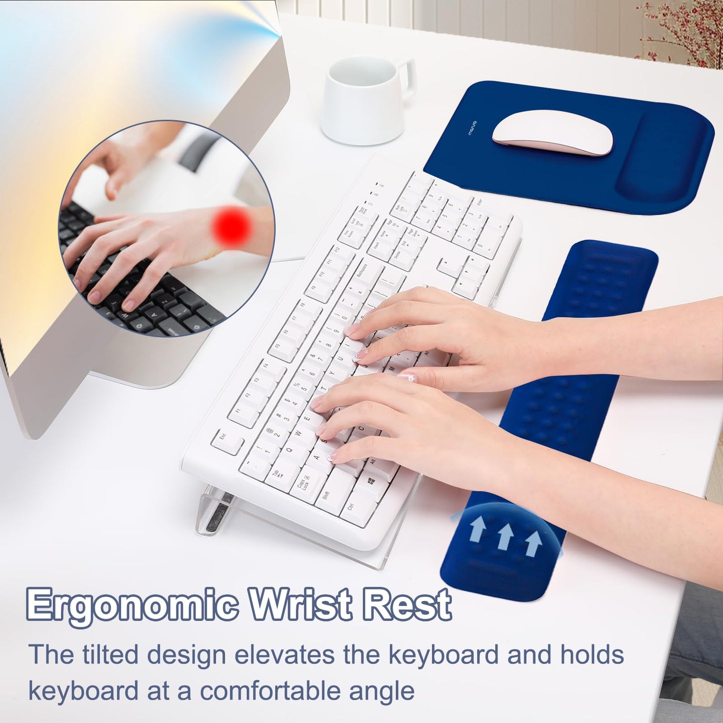 MOSISO Keyboard Stand&Wrist Rest Support for Keyboard &Mouse Pad Set