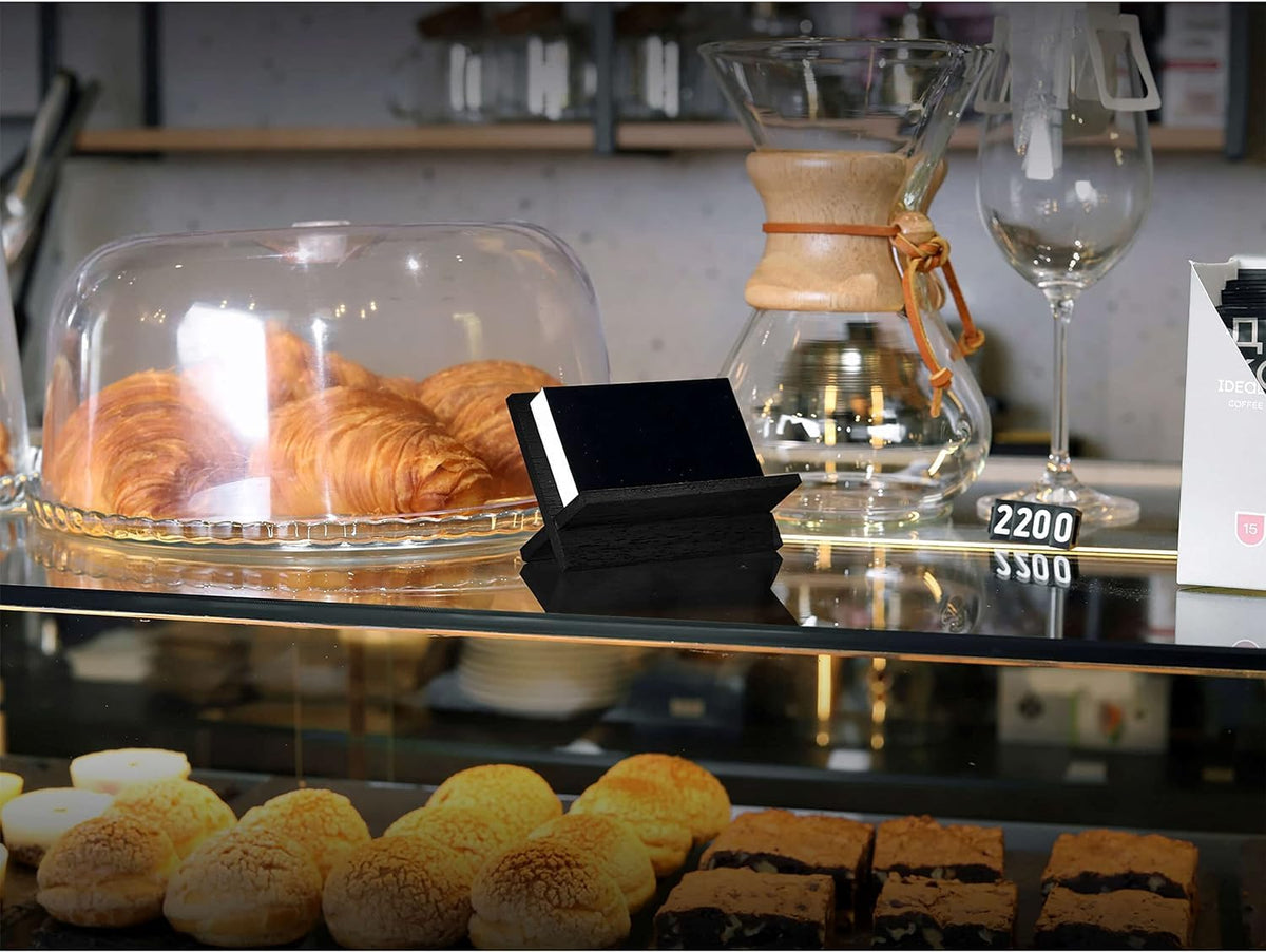 TOROS store Set of 3 Business Card Holders for Desk - Black Wood Small Cards Holder, Professional