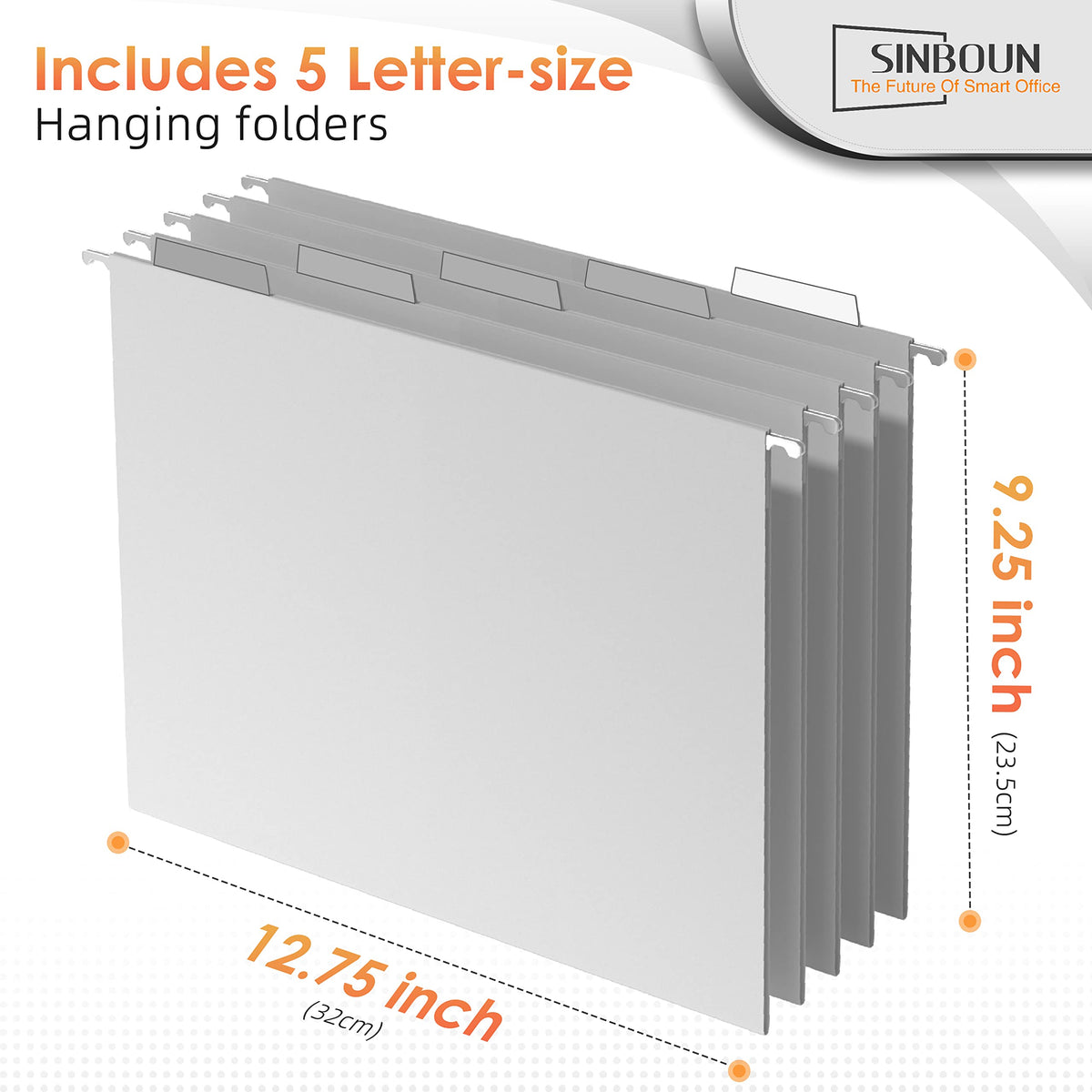 Sinboun Hanging File Organizer Includes 5 Hanging Folders for Office, Black