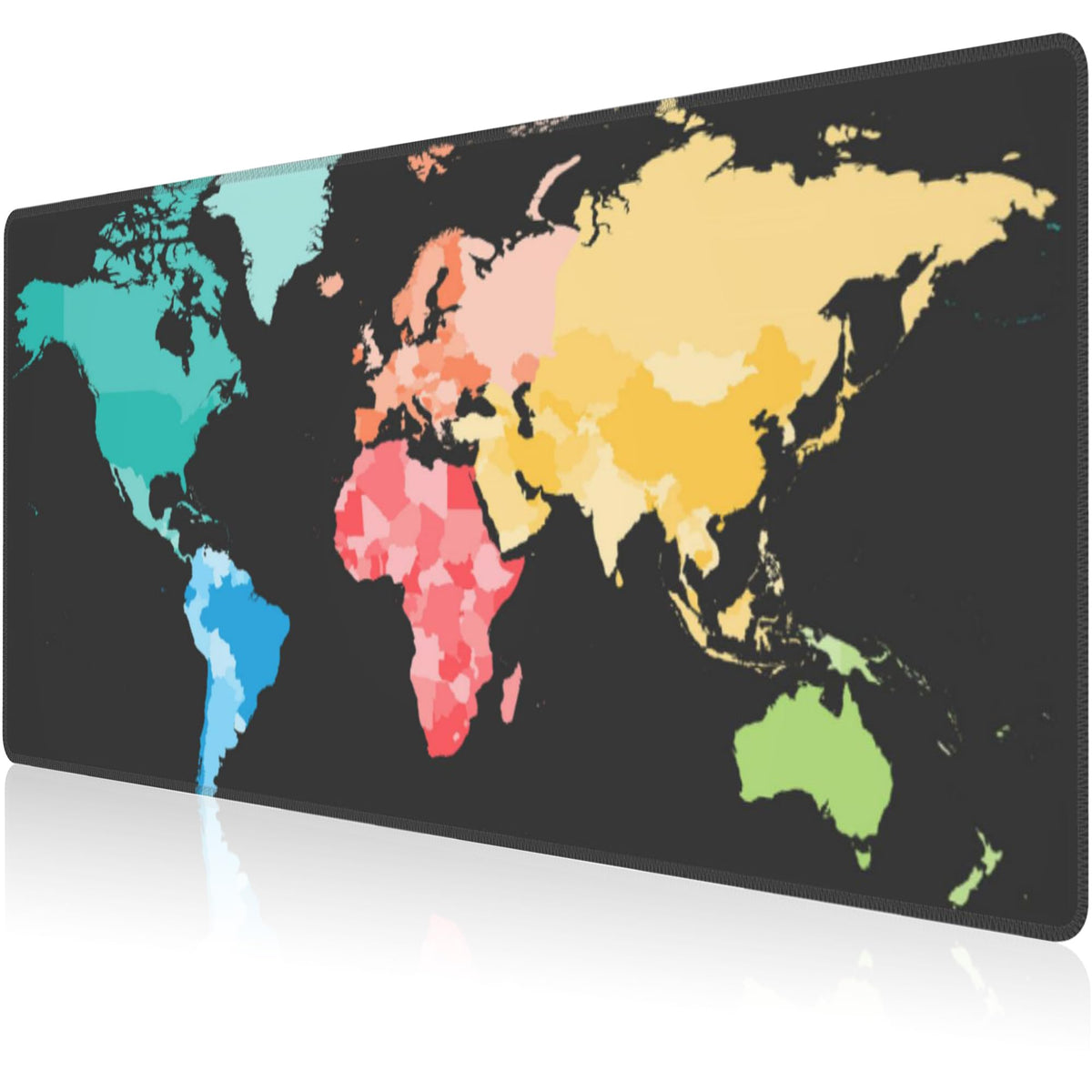Mouse Pad, Large Colorful World Political Map Desk Mat, Extended Non-Slip Gaming Keyboard Mousepad