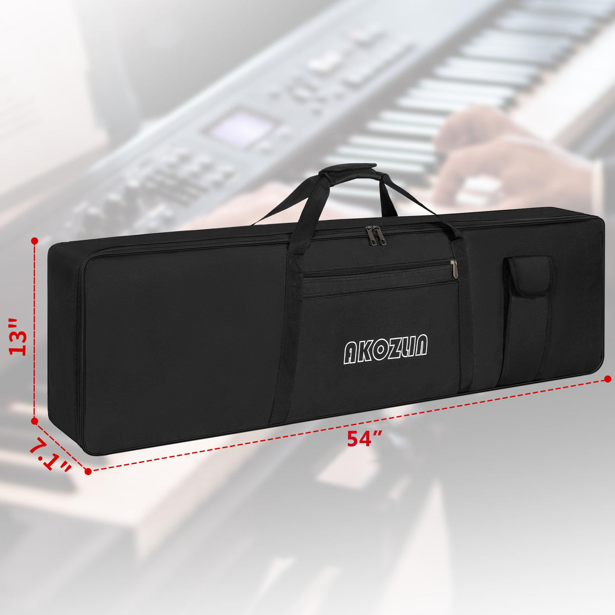 AKOZLIN 88-Key Portable Padded Keyboard Case,54"x6.7"x13" Soft Gig Bag