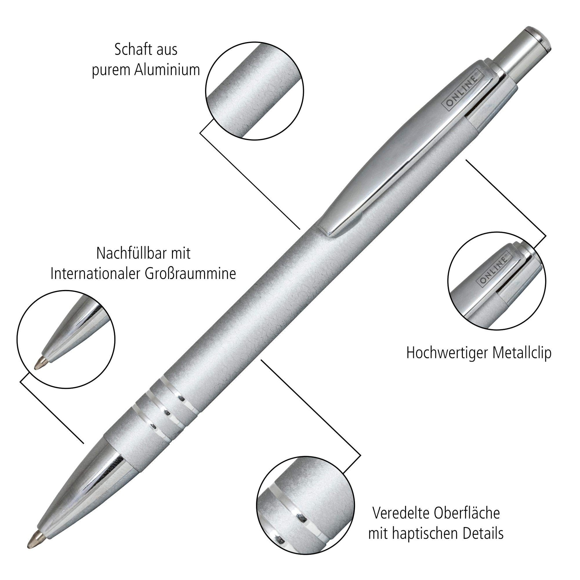 Online ballpoint pen rosegold, noble metal biro, colour black