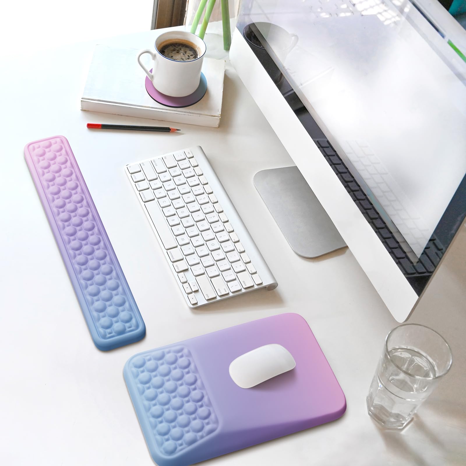 Ospelelf Keyboard Wrist Rest Pad for Computer, Ergonomic Large Mouse Pad with Wrist Support, Office