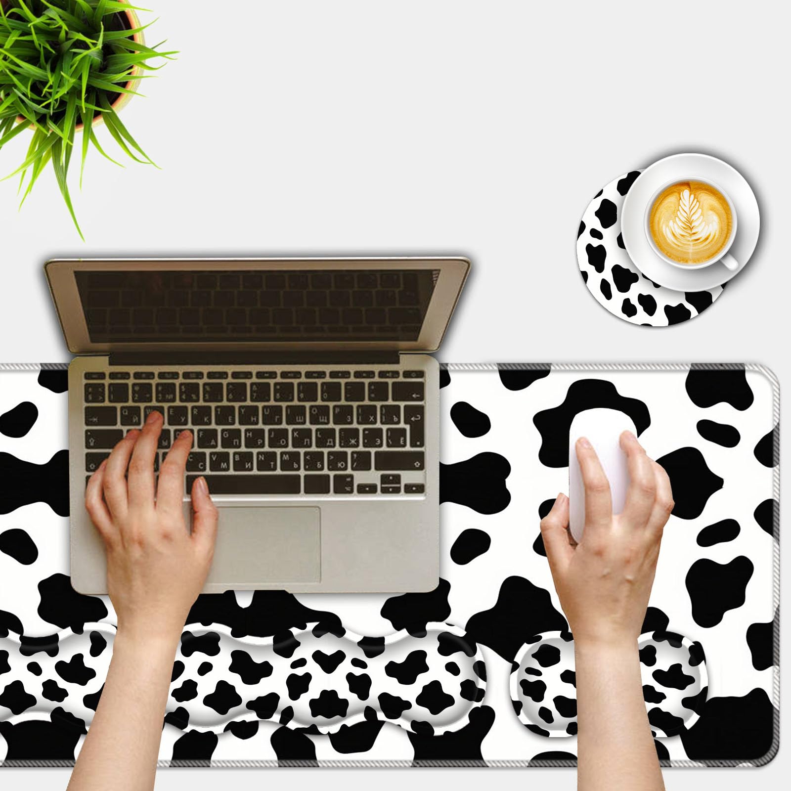 FGDRFGRW Mouse Pad Set,(31.5×11.8 in) Desk Pad + Keyboard Wrist Rest Support + Mouse Wrist Rest +