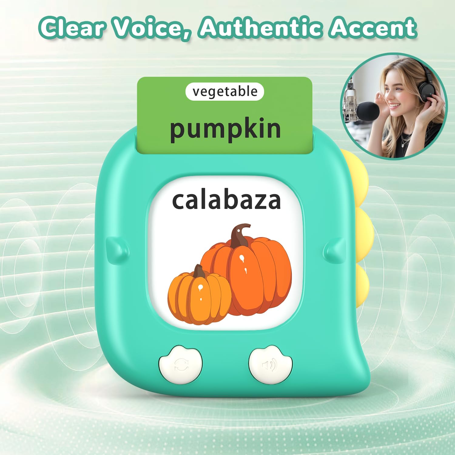Kidzdo 520 Words Spanish English Talking Flashcards for 3 4 5 6 Years Old Boys and Girls, Green