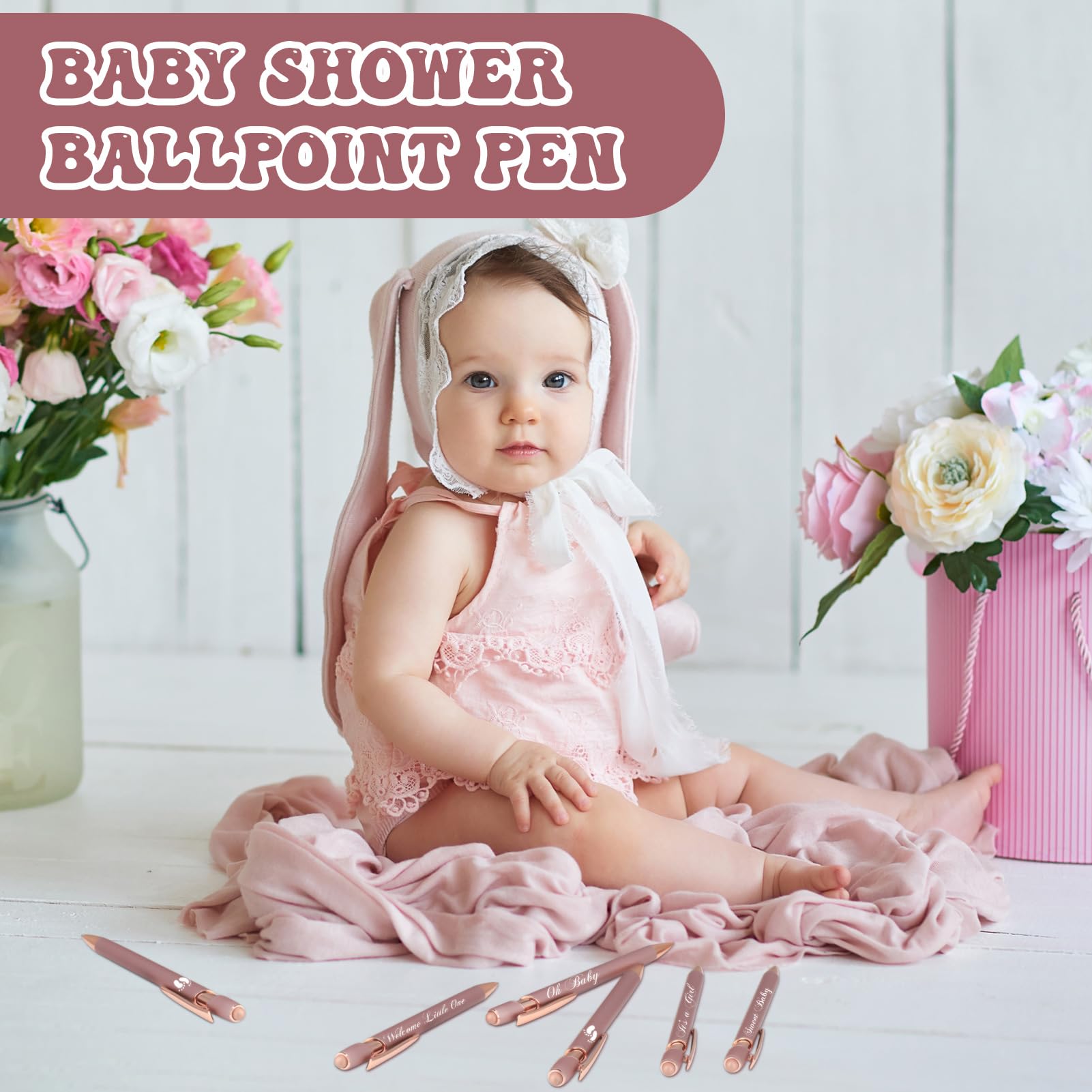 Jspupifip 50 Pcs Baby Shower Ballpoint Pens with Stylus Tip, Metal