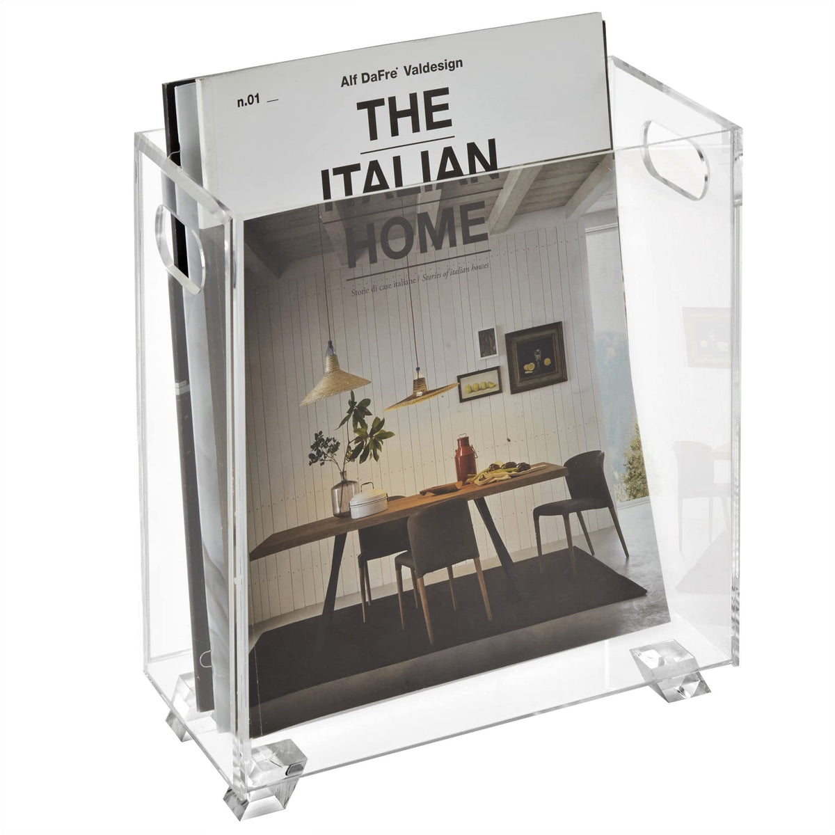 Stock Your Home Acrylic Magazine Holder - Crystal Clear Holder - Shatterproof - Open Top - Space