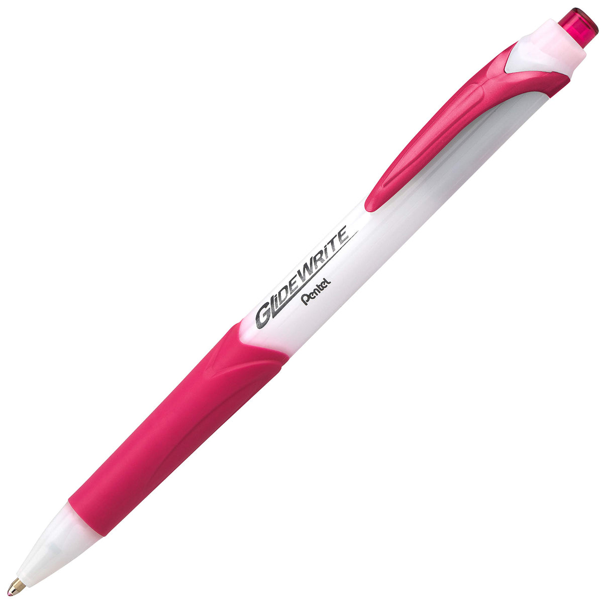 Pentel GlideWrite Ballpoint Pen with TechniFlo Ink, (1.0mm) Medium Line, Pink, Box of 12 (BX910-P)